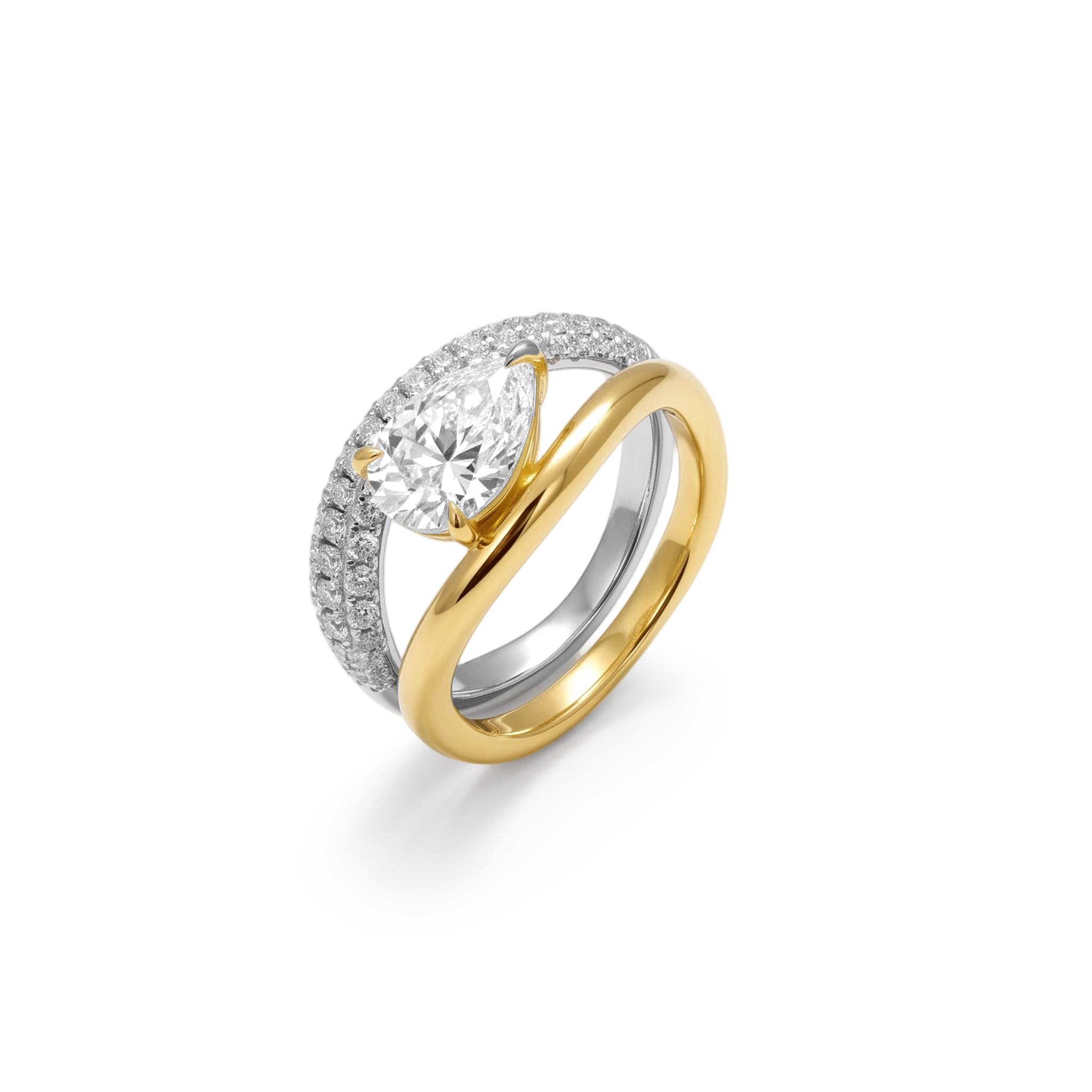 Two-Tone Pear Cut Stackable Ring Set