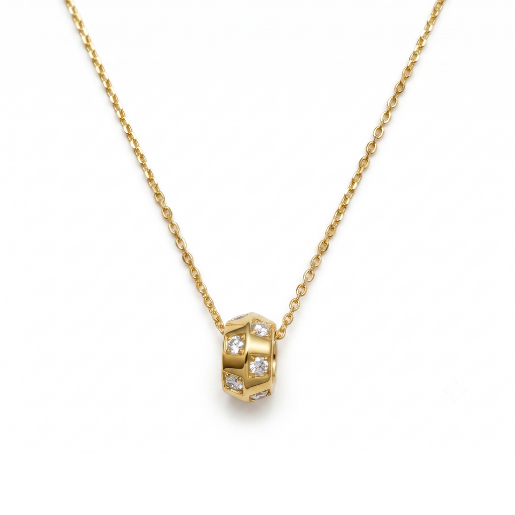 Faceted Barrel Pendant Necklace