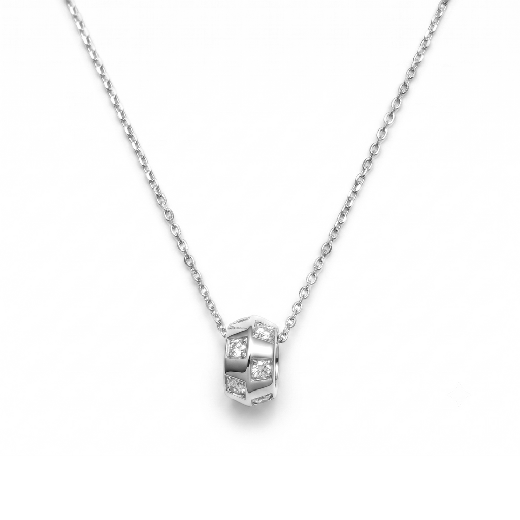 Faceted Barrel Pendant Necklace