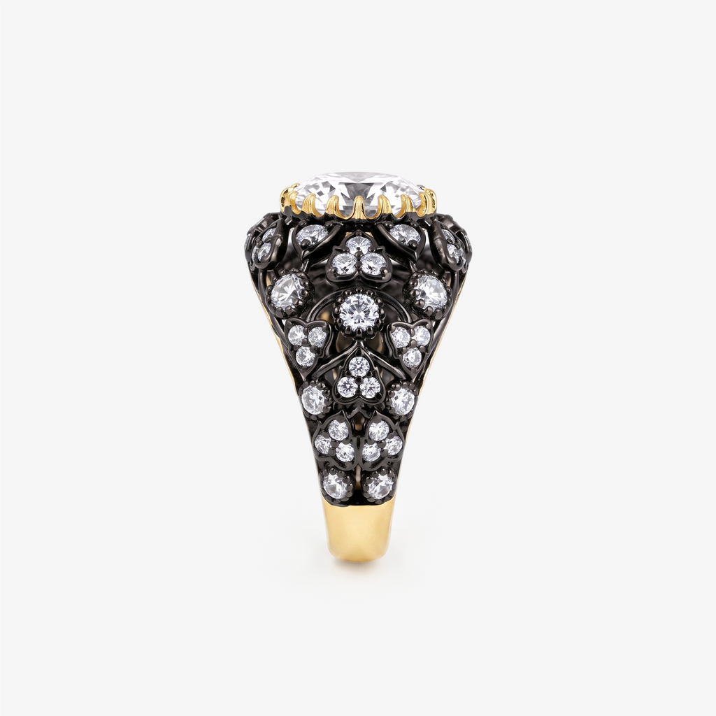 Oval Moissanite Gothic Dome Cocktail Ring