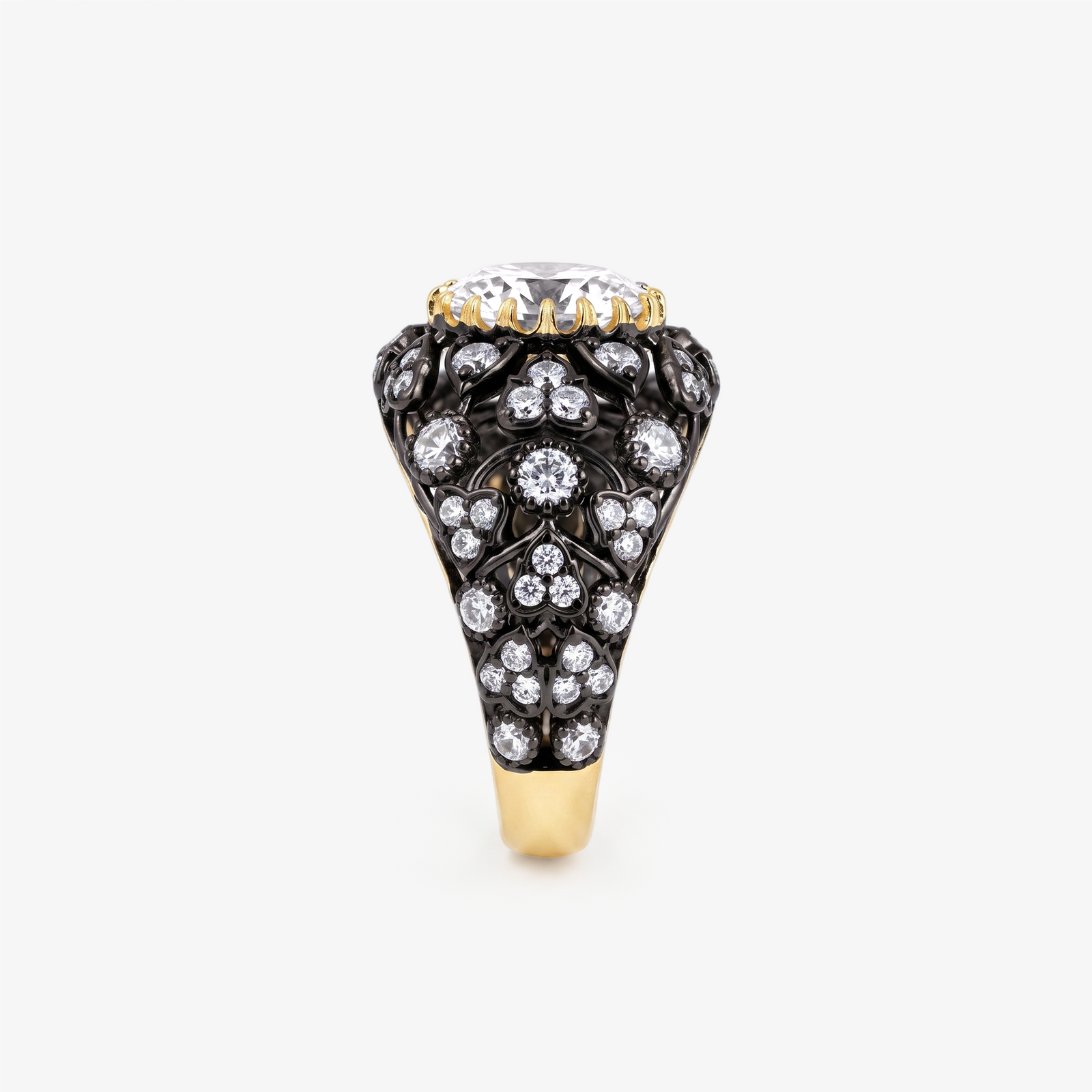 Oval Moissanite Gothic Dome Cocktail Ring