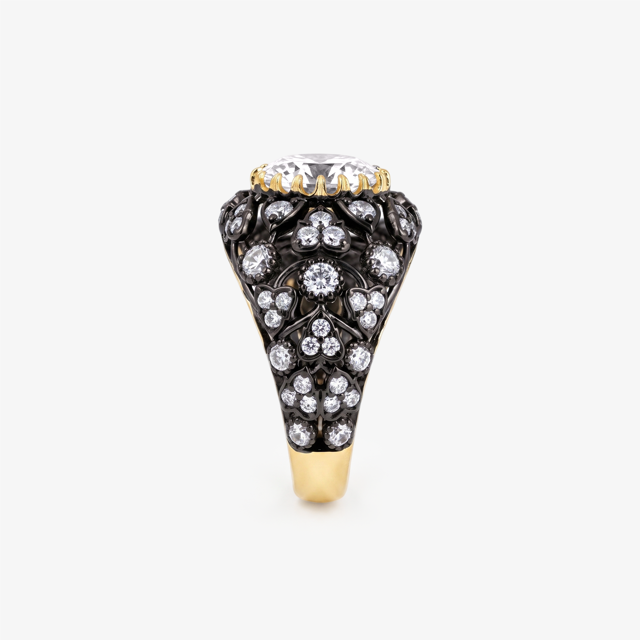 Oval Moissanite Gothic Dome Cocktail Ring
