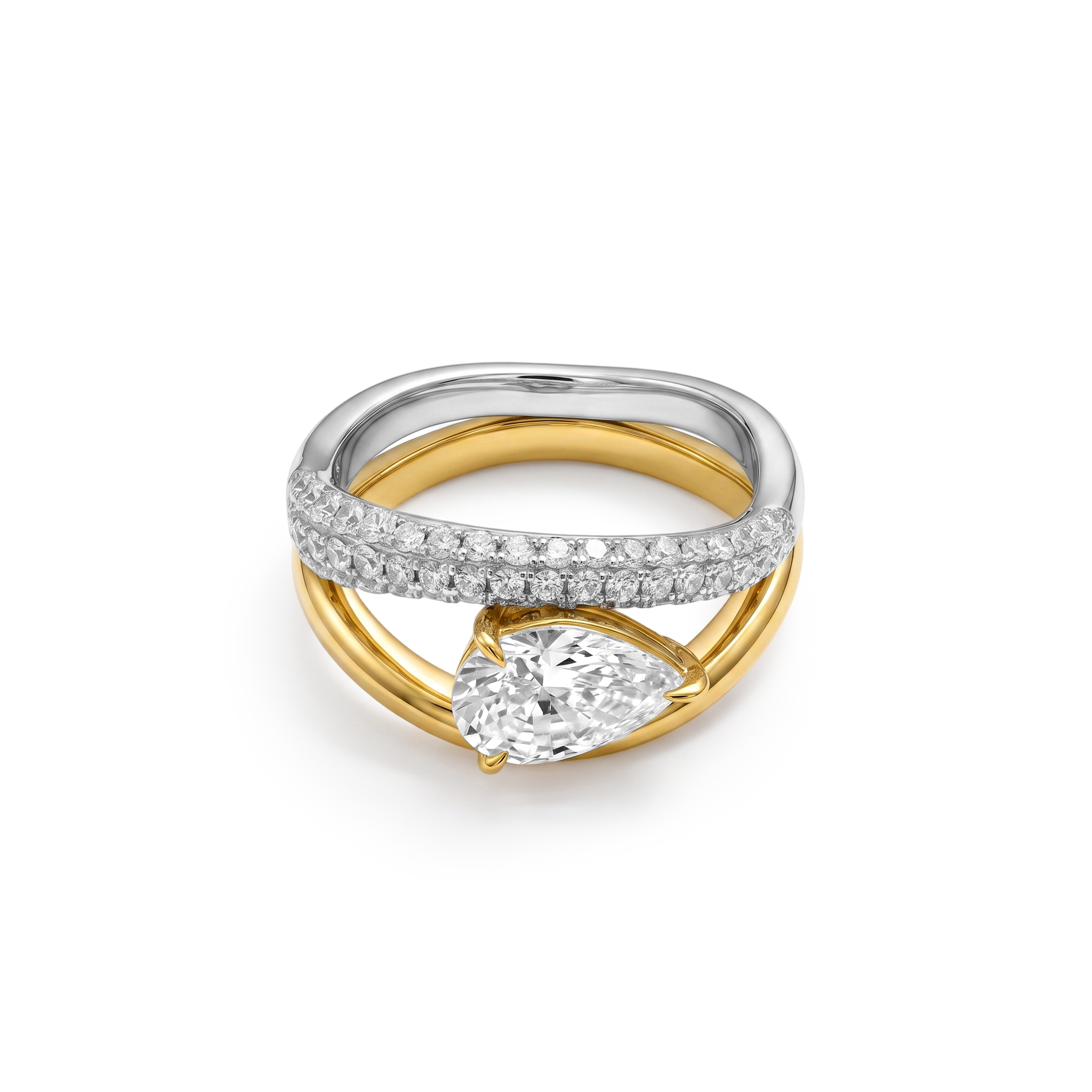 Two-Tone Pear Cut Stackable Ring Set