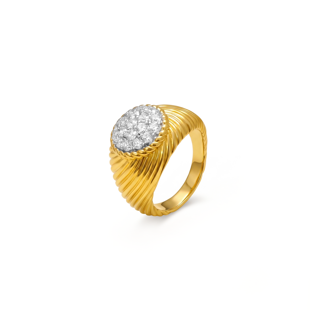 Twisted Rope Dome Pavé Cluster Ring