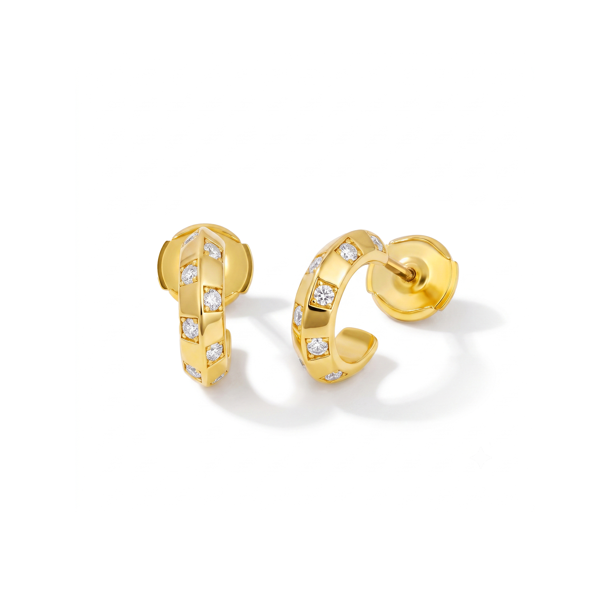 Checkerboard Pavé Huggie Hoop Earrings
