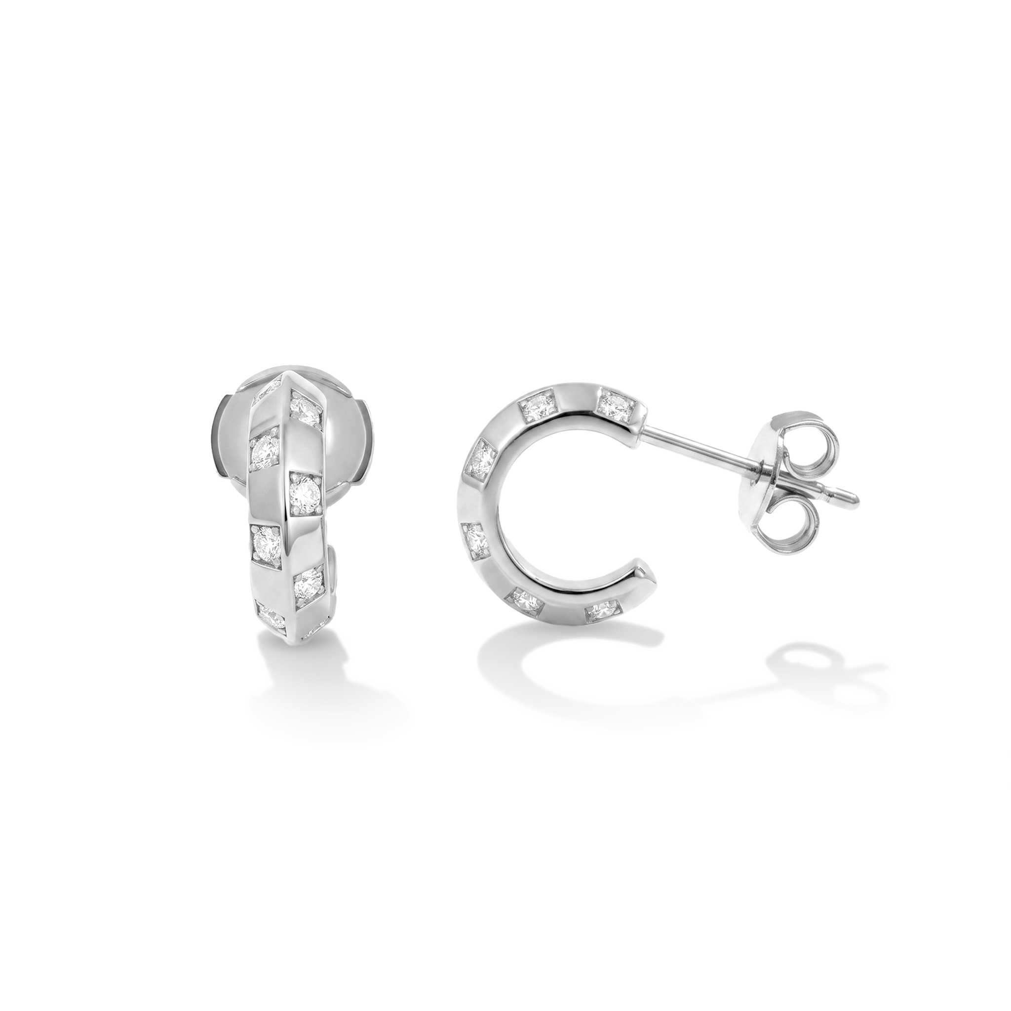 Checkerboard Pavé Huggie Hoop Earrings