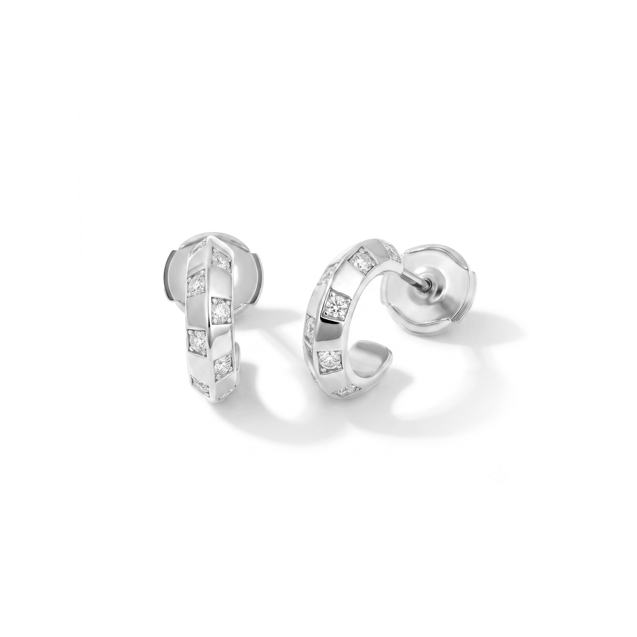 Checkerboard Pavé Huggie Hoop Earrings