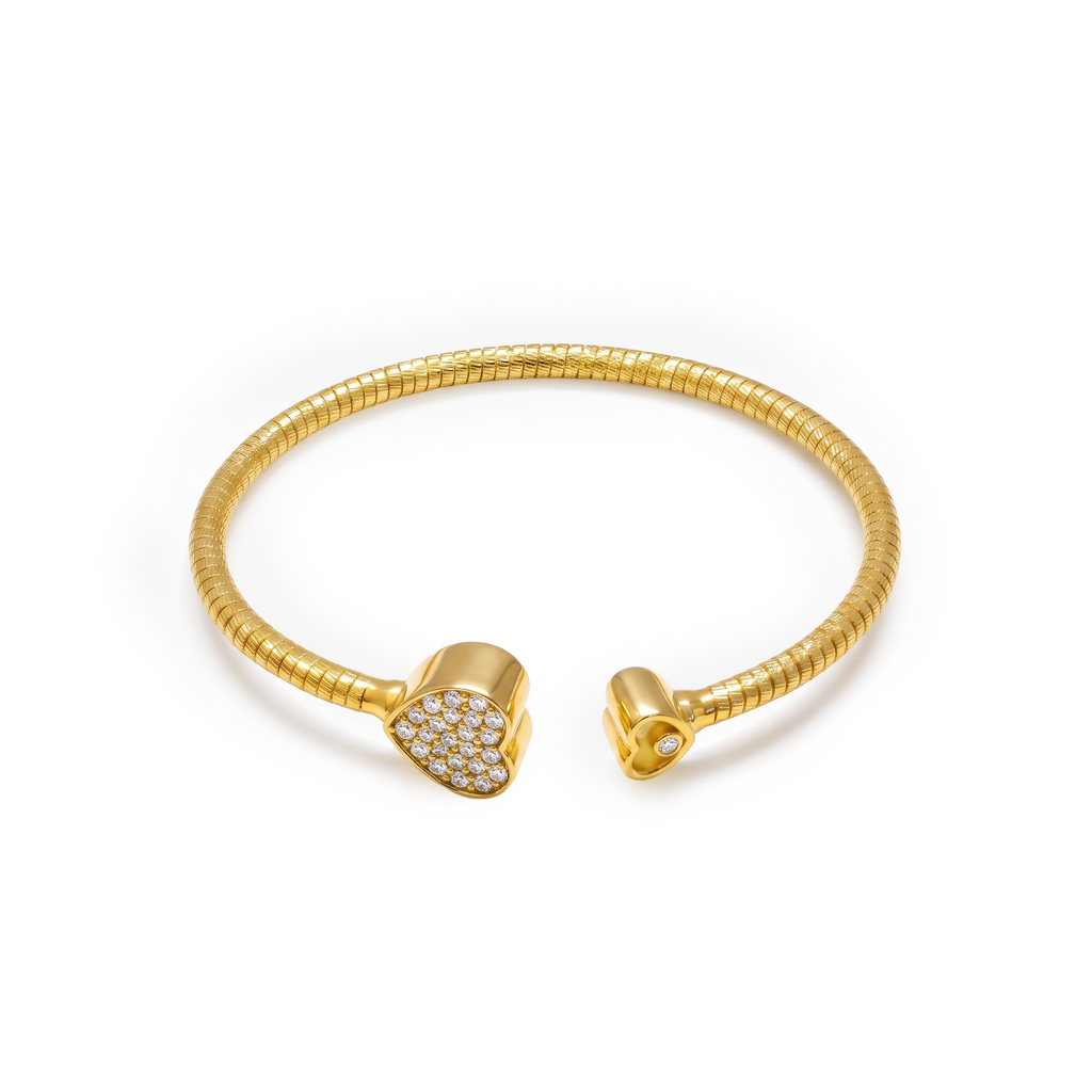 Asymmetric Heart Cuff Snake Chain Bangle