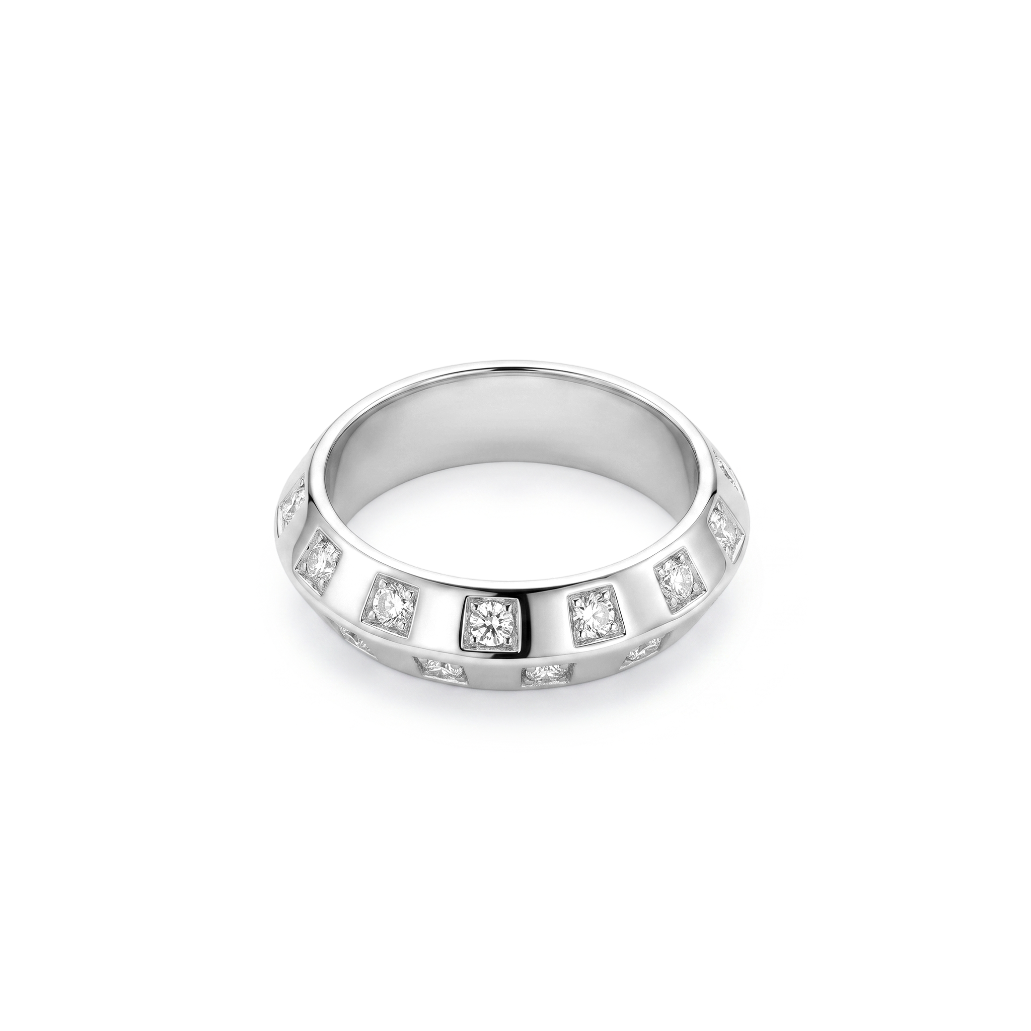Dome Channel Set Wide Band Ring
