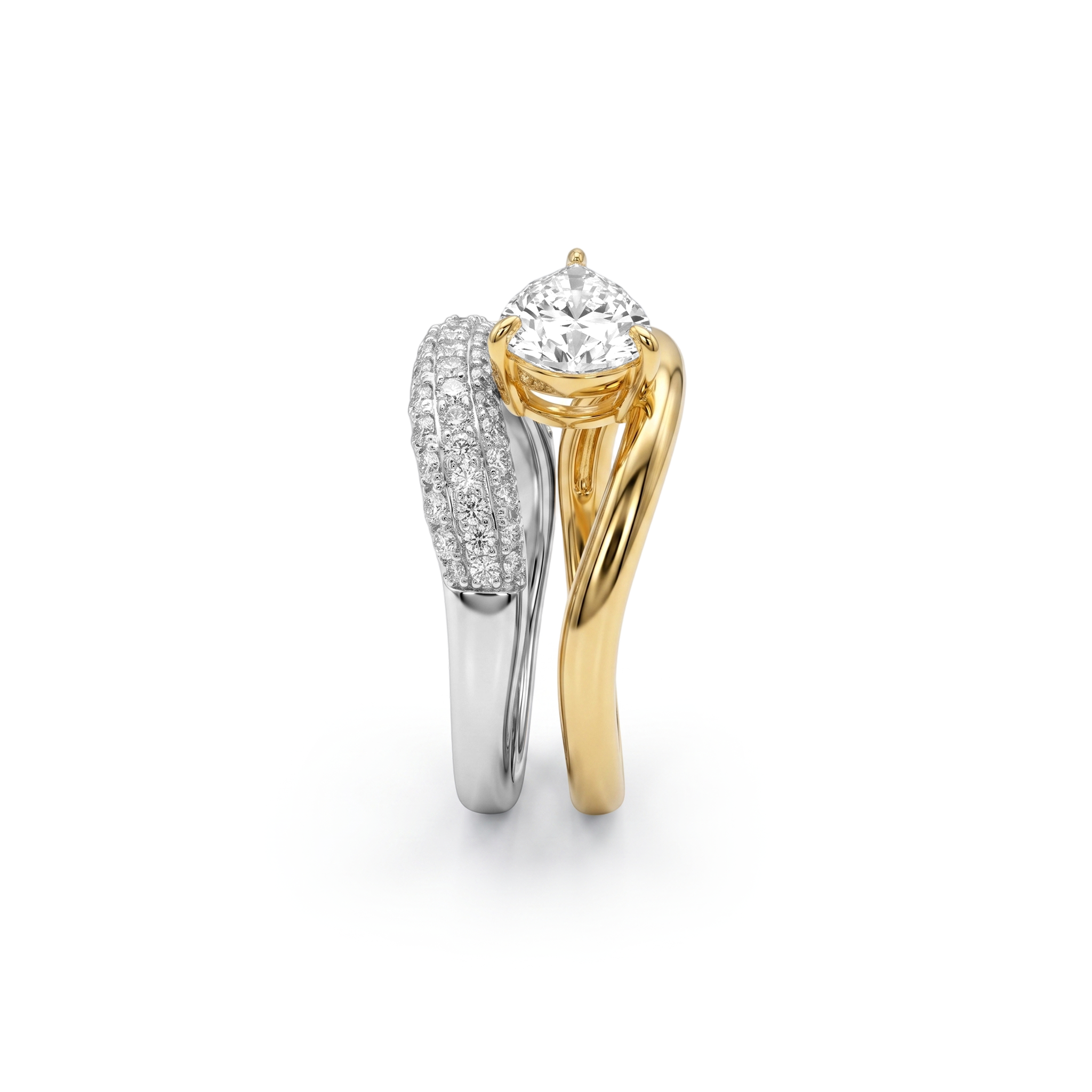 Two-Tone Pear Cut Stackable Ring Set
