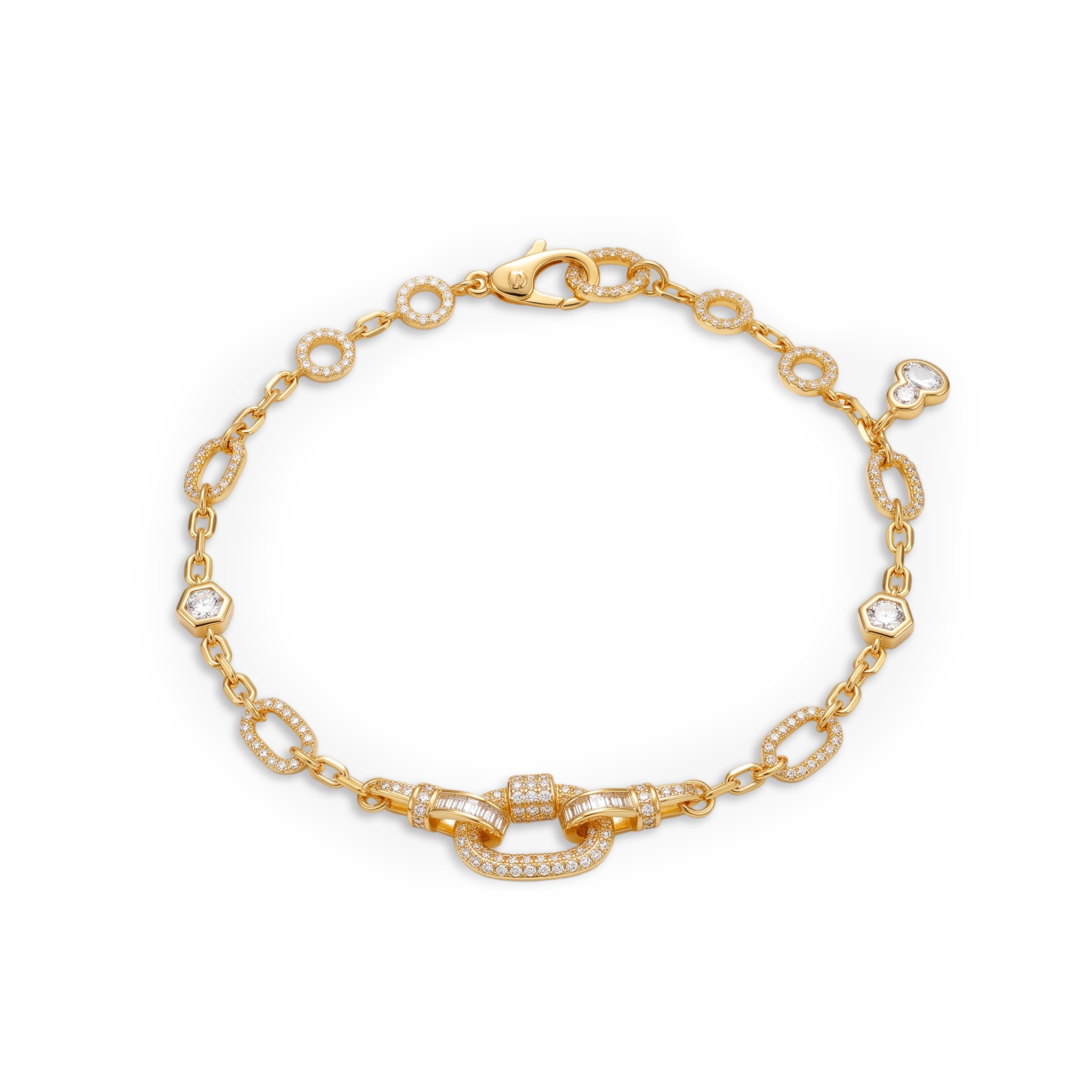 Mixed Link Pavé Station Chain Bracelet