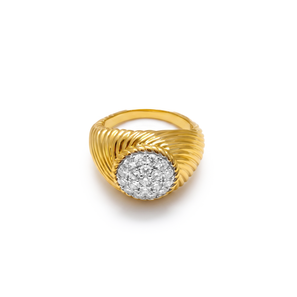 Twisted Rope Dome Pavé Cluster Ring