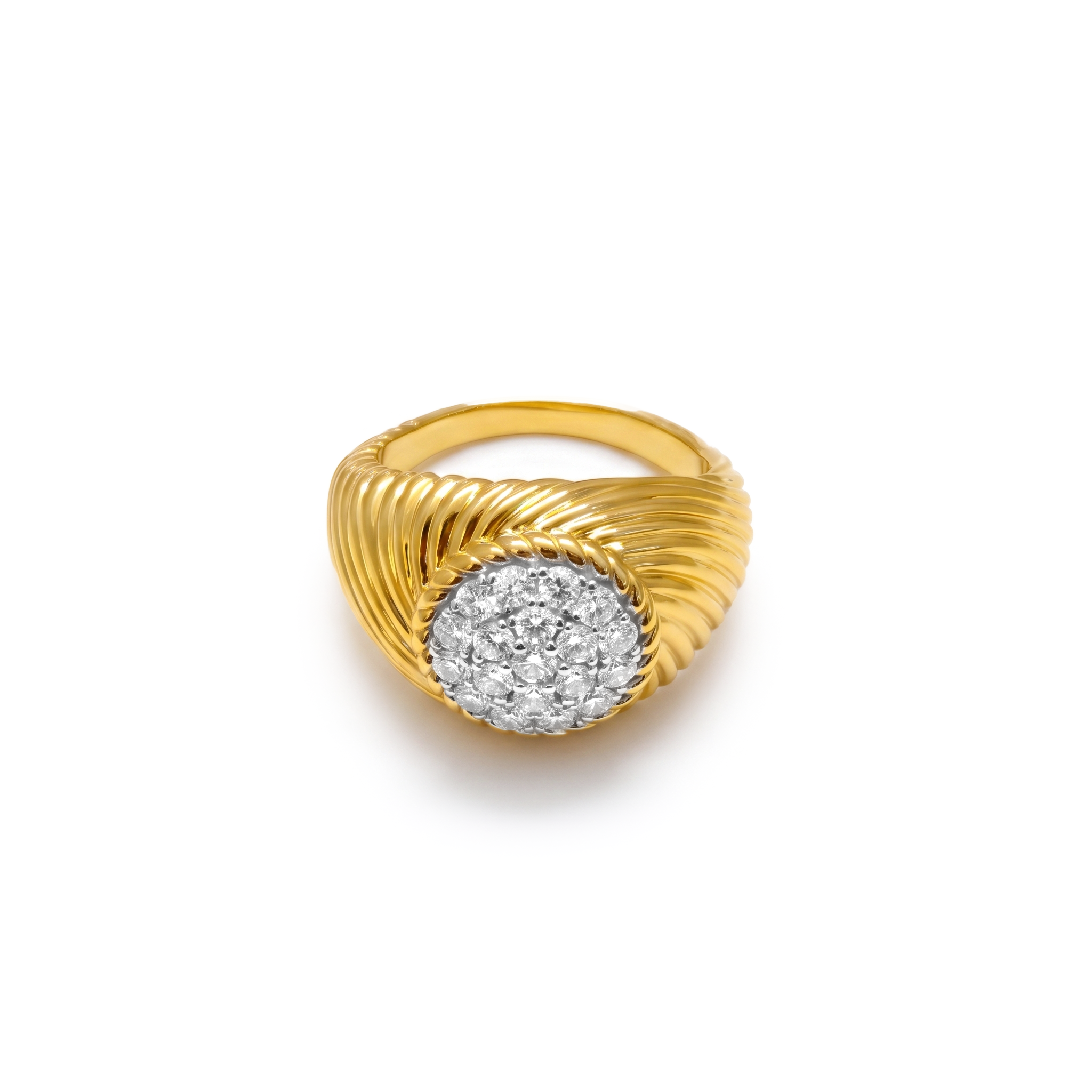 Twisted Rope Dome Pavé Cluster Ring