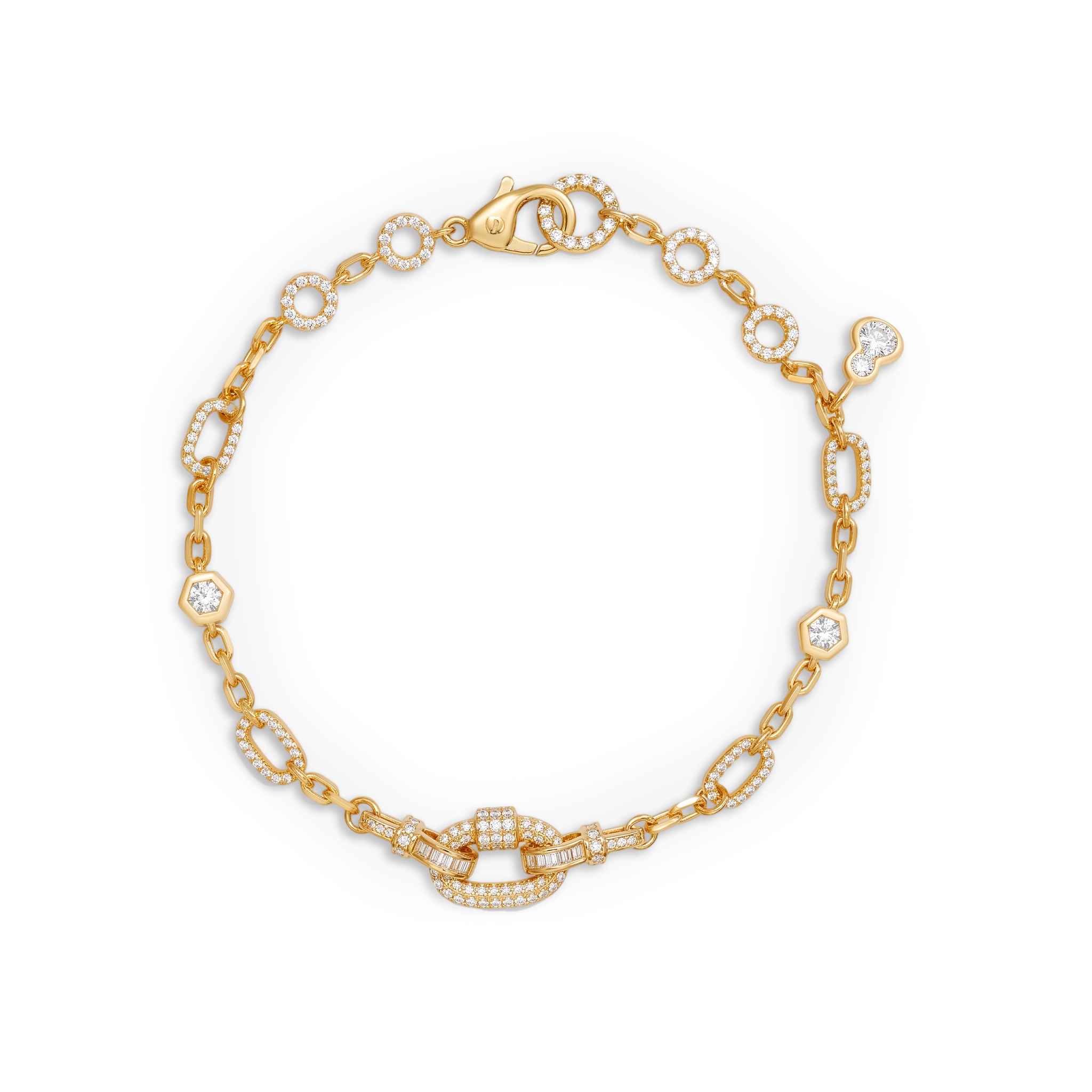 Mixed Link Pavé Station Chain Bracelet