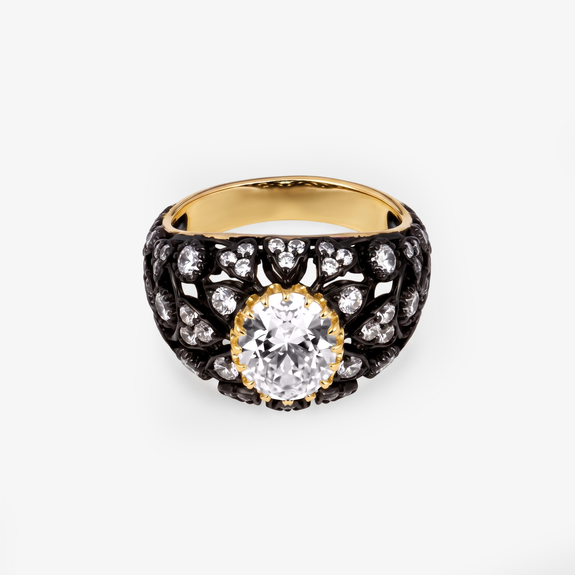 Oval Moissanite Gothic Dome Cocktail Ring