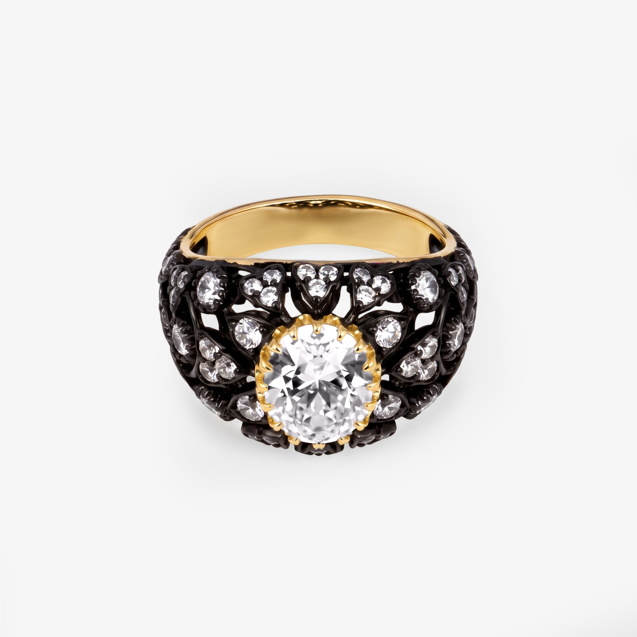 Oval Moissanite Gothic Dome Cocktail Ring