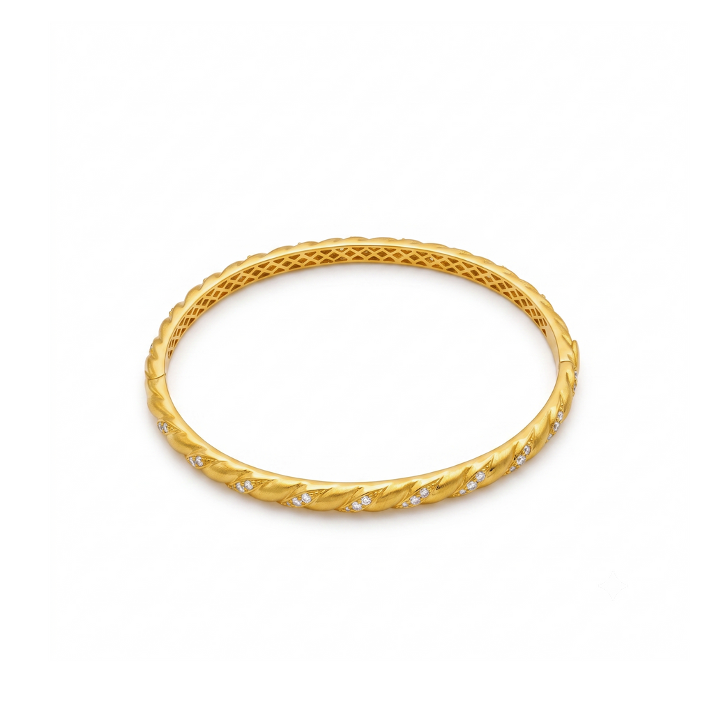 Rope Twist Pavé Station Closed Bangle