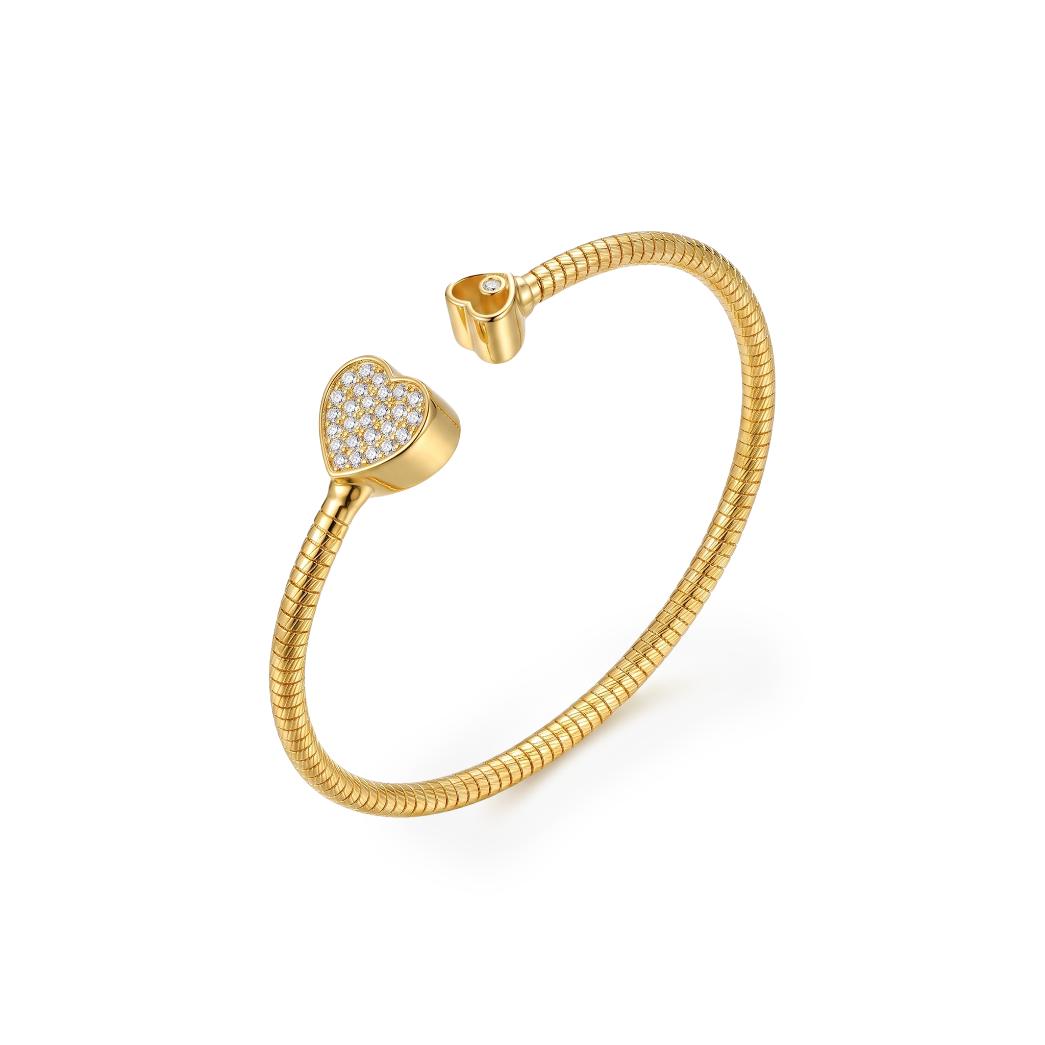 Asymmetric Heart Cuff Snake Chain Bangle