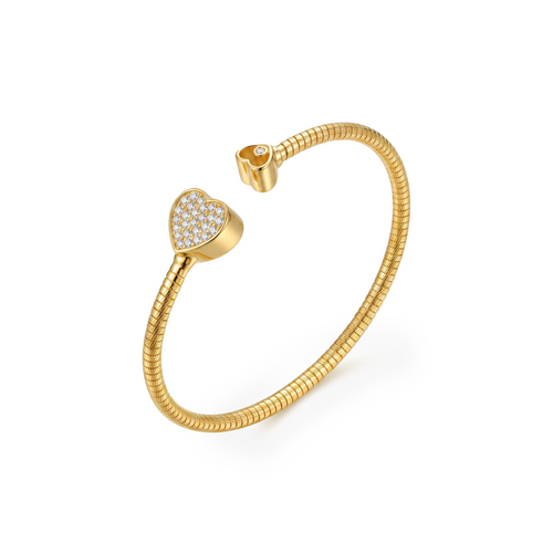Asymmetric Heart Cuff Snake Chain Bangle