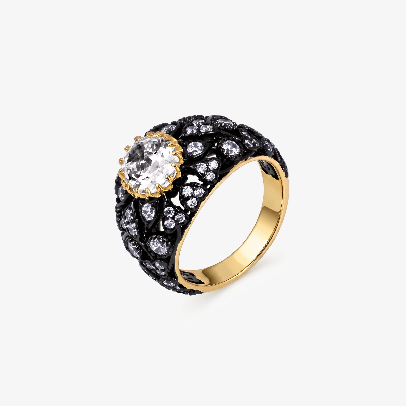 Oval Moissanite Gothic Dome Cocktail Ring
