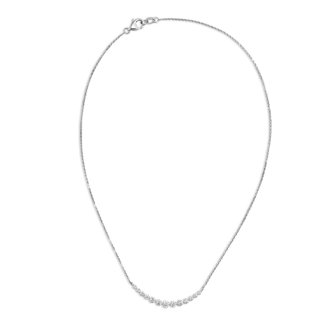 Graduated Arc Prong Set Bar Necklace
