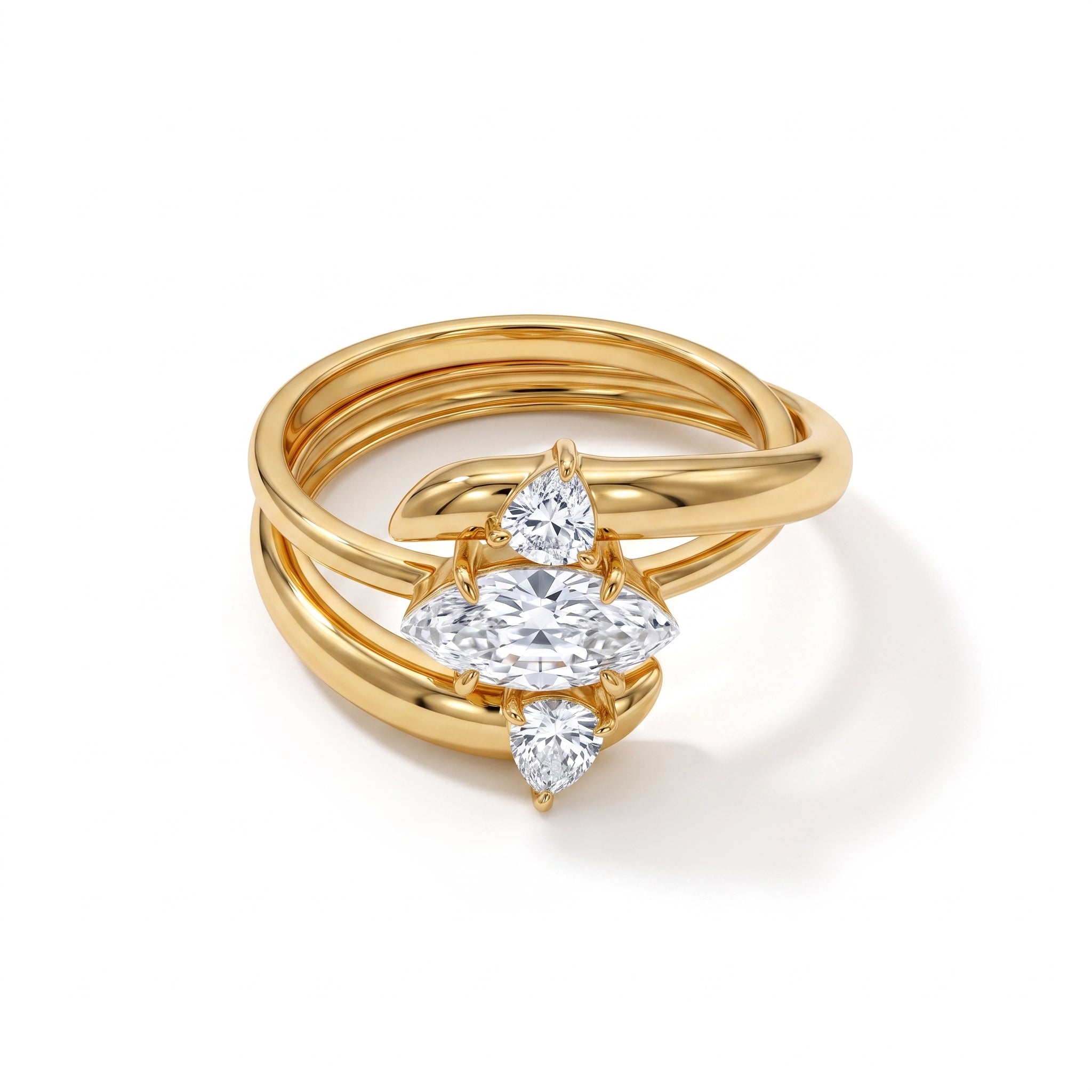 Marquise Triple Stone Detachable Ring Set