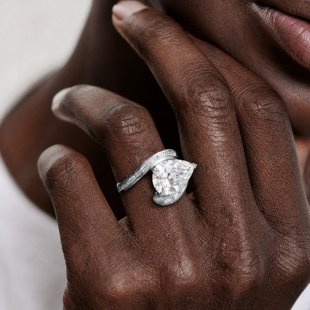 5ct Pear Lab Diamond Bypass Ring