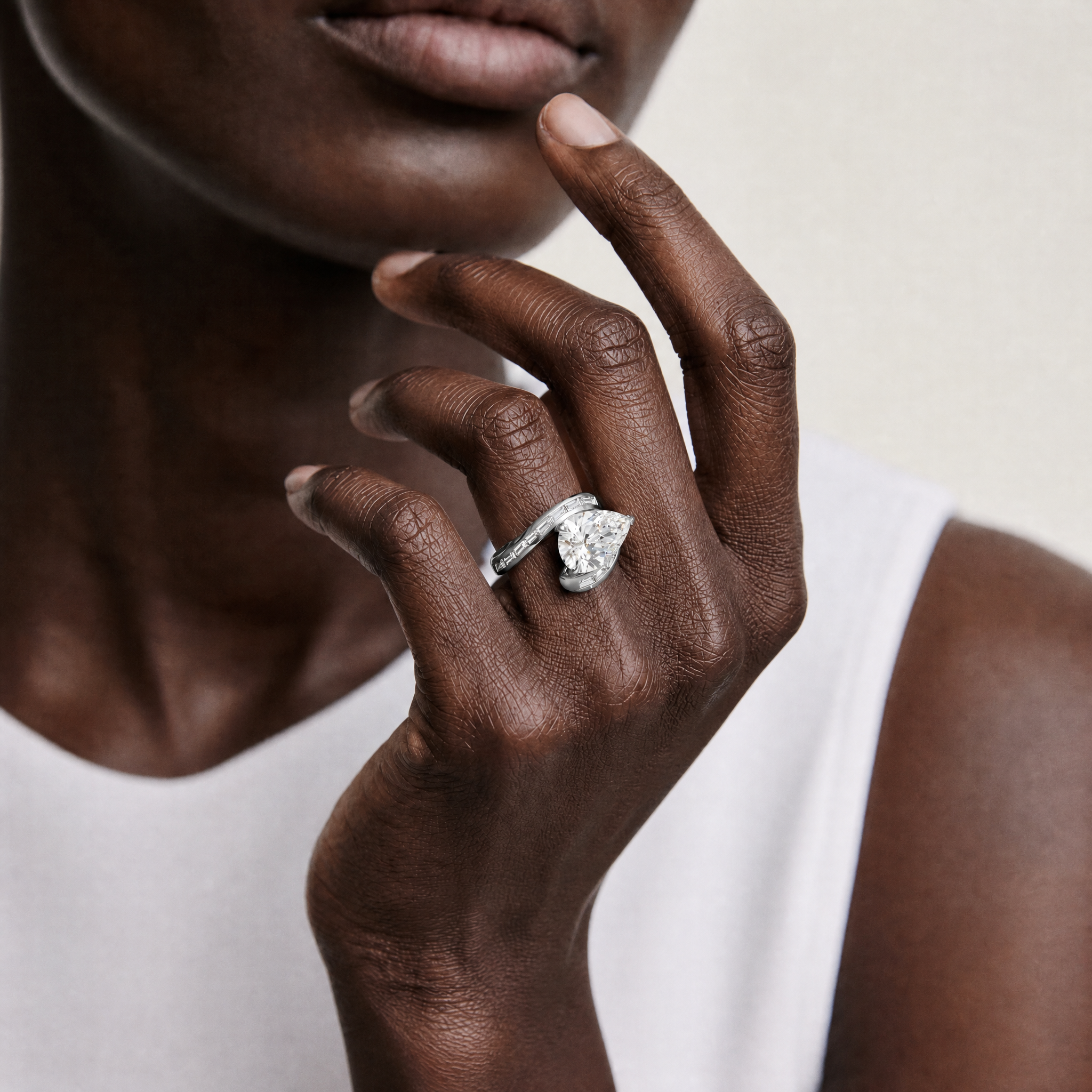 5ct Pear Lab Diamond Bypass Ring