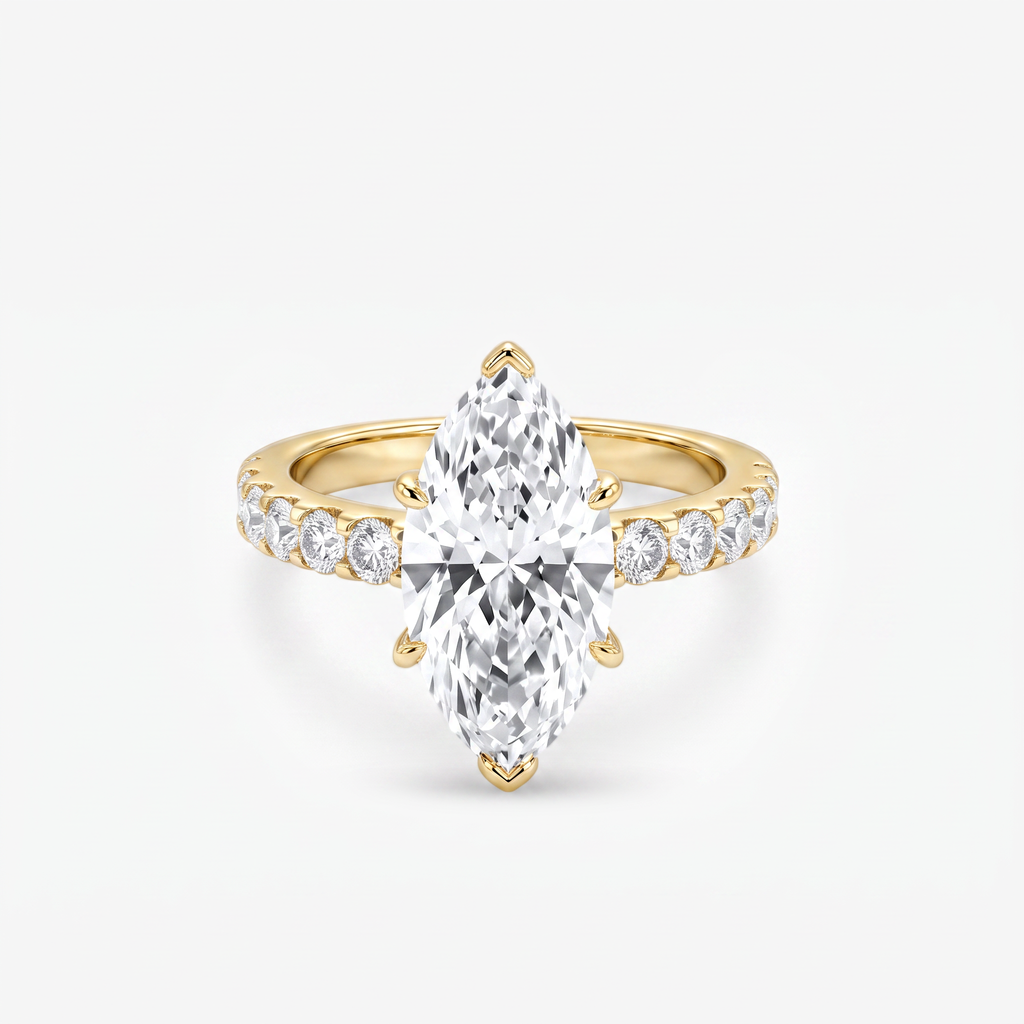 Marquise Moissanite Pave Ring