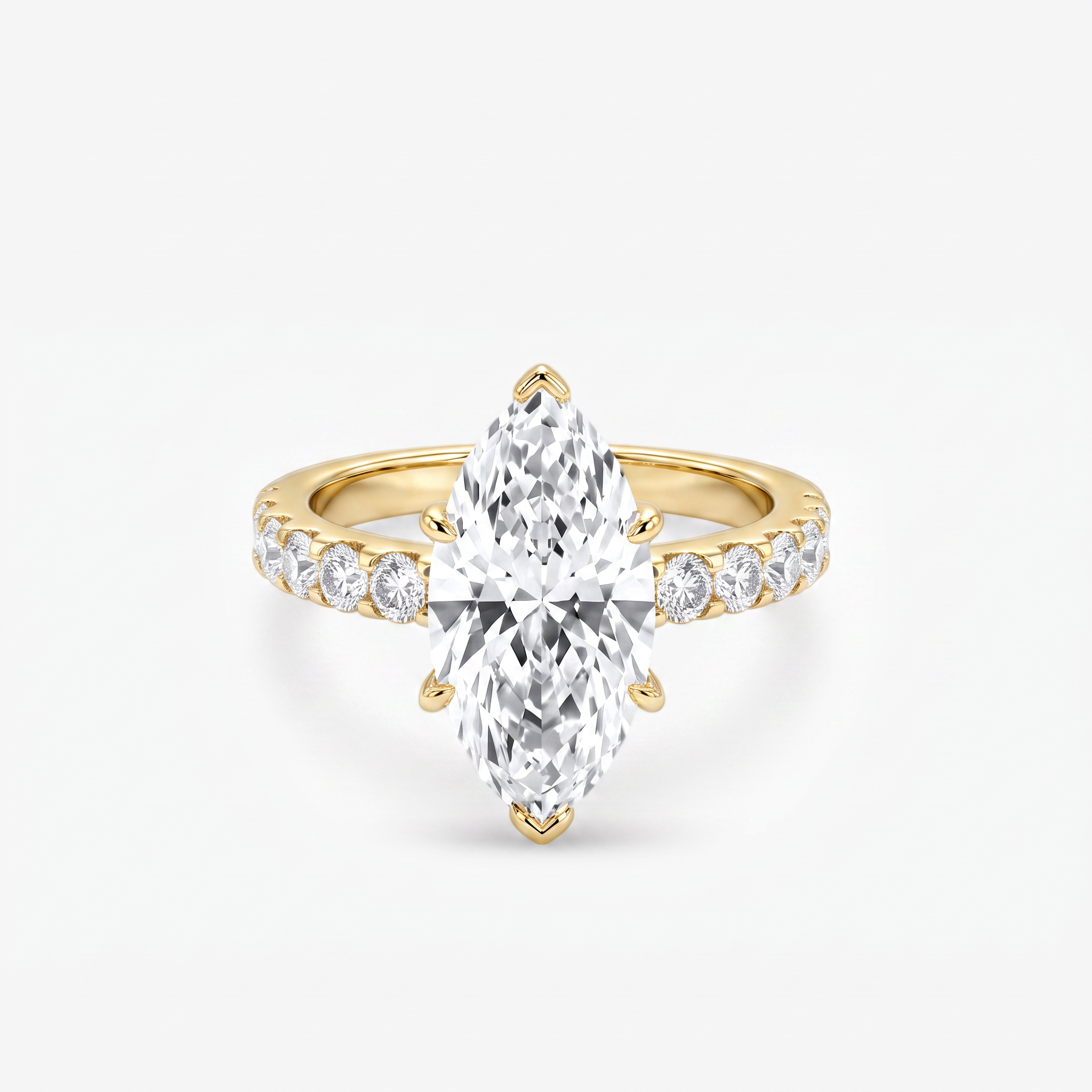 Marquise Moissanite Pave Ring