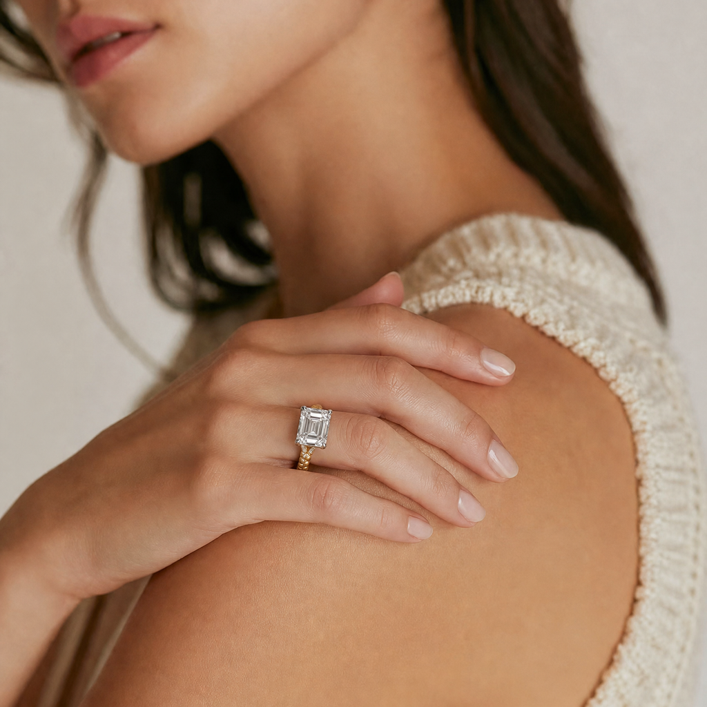 10ct Emerald Lab Diamond Pavé Ring