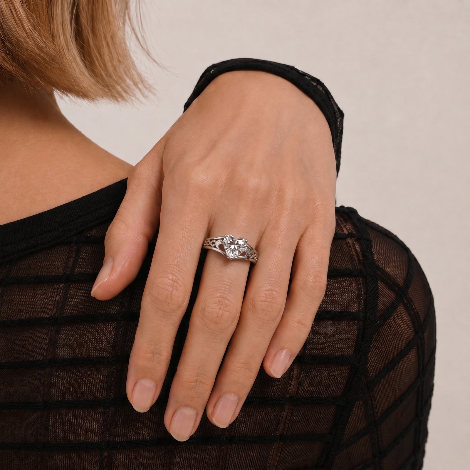 Heart Moissanite Celtic Claddagh Ring