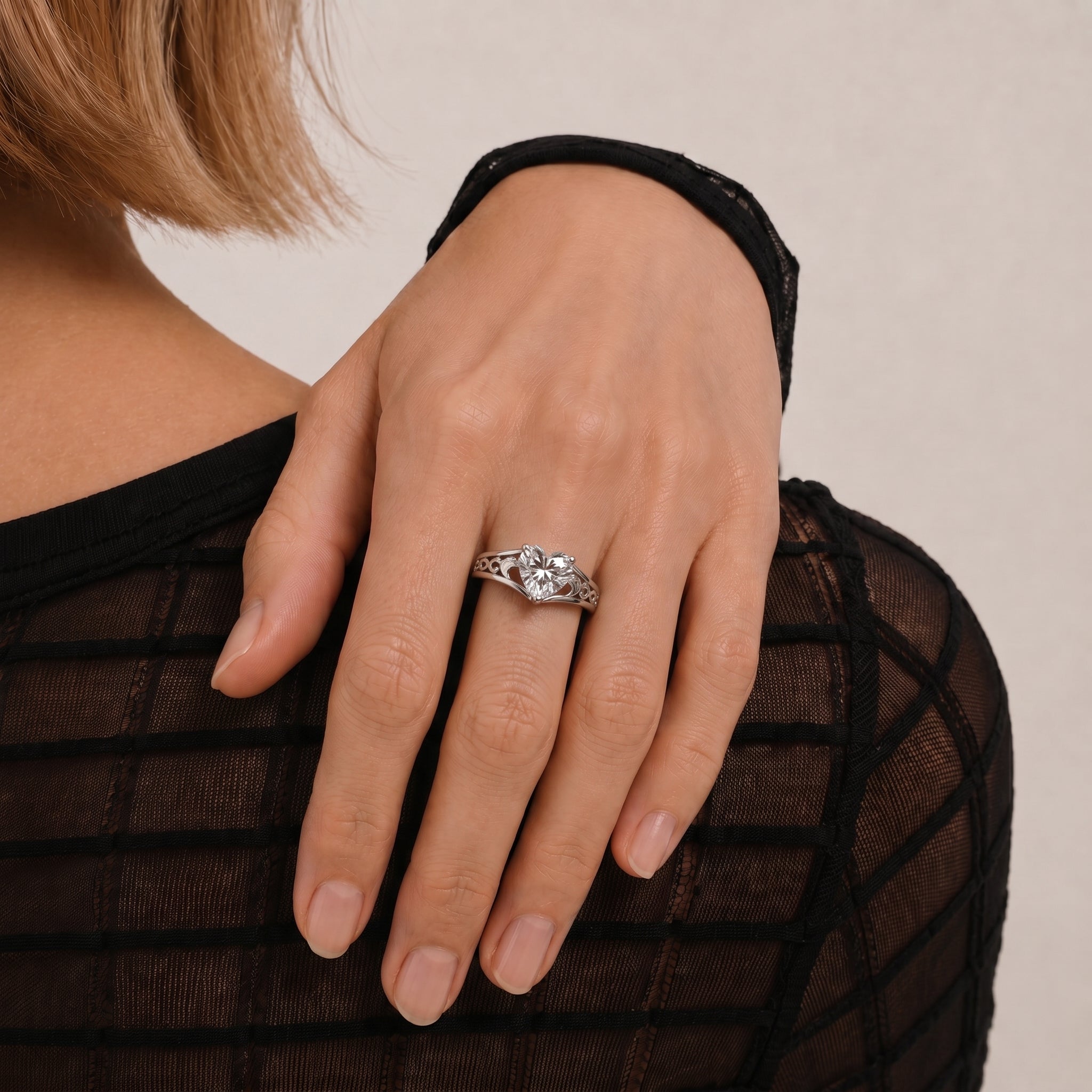 Heart Moissanite Celtic Claddagh Ring