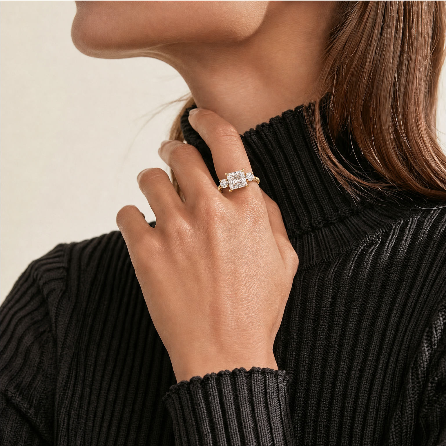 5ct Princess Lab Diamond Rope Ring
