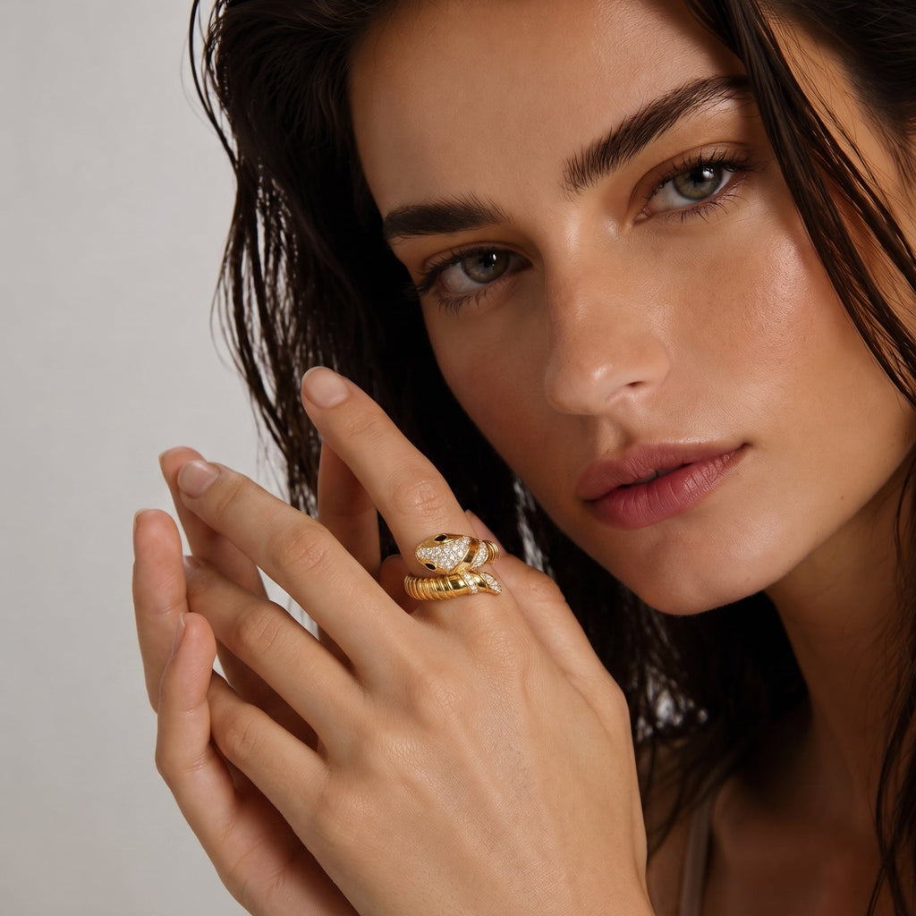 Serpent Coil Pavé Wrap Ring