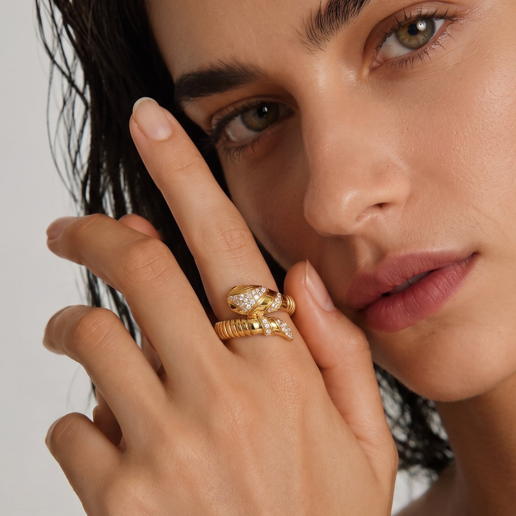 Serpent Coil Pavé Wrap Ring