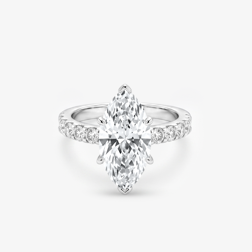 R1001 Marquise moissanite pave ring image 1