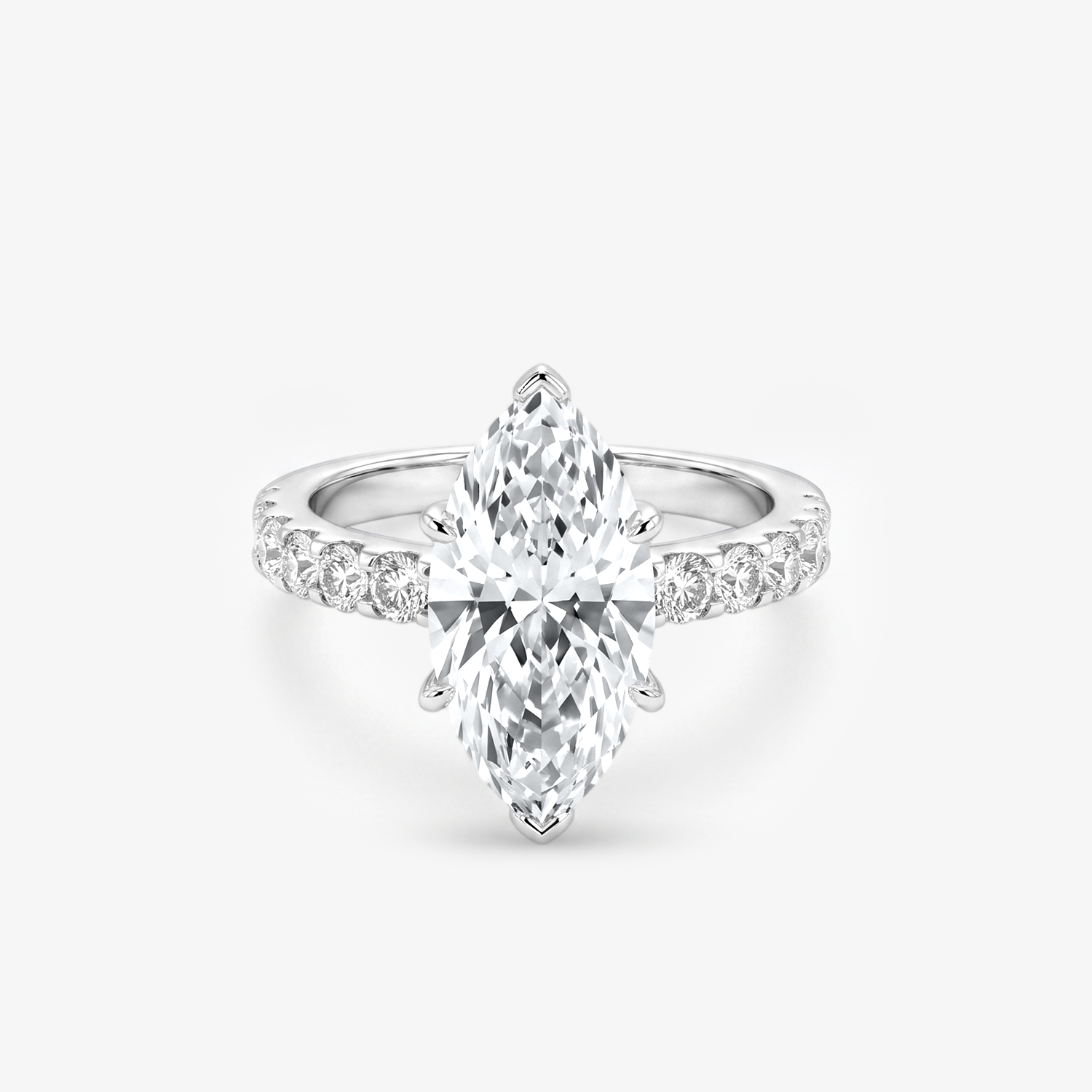 R1001 Marquise moissanite pave ring image 1