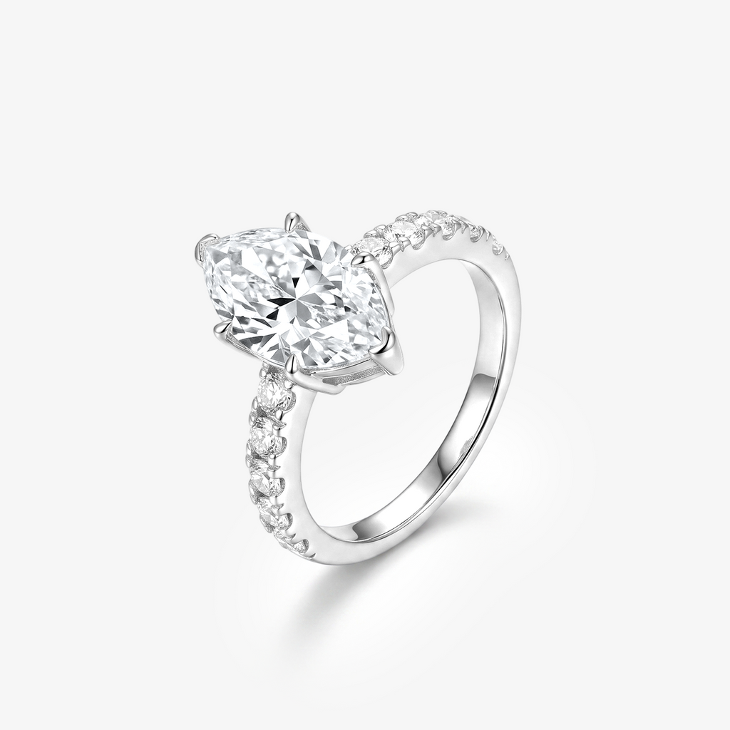 R1001 Marquise moissanite pave ring image 2