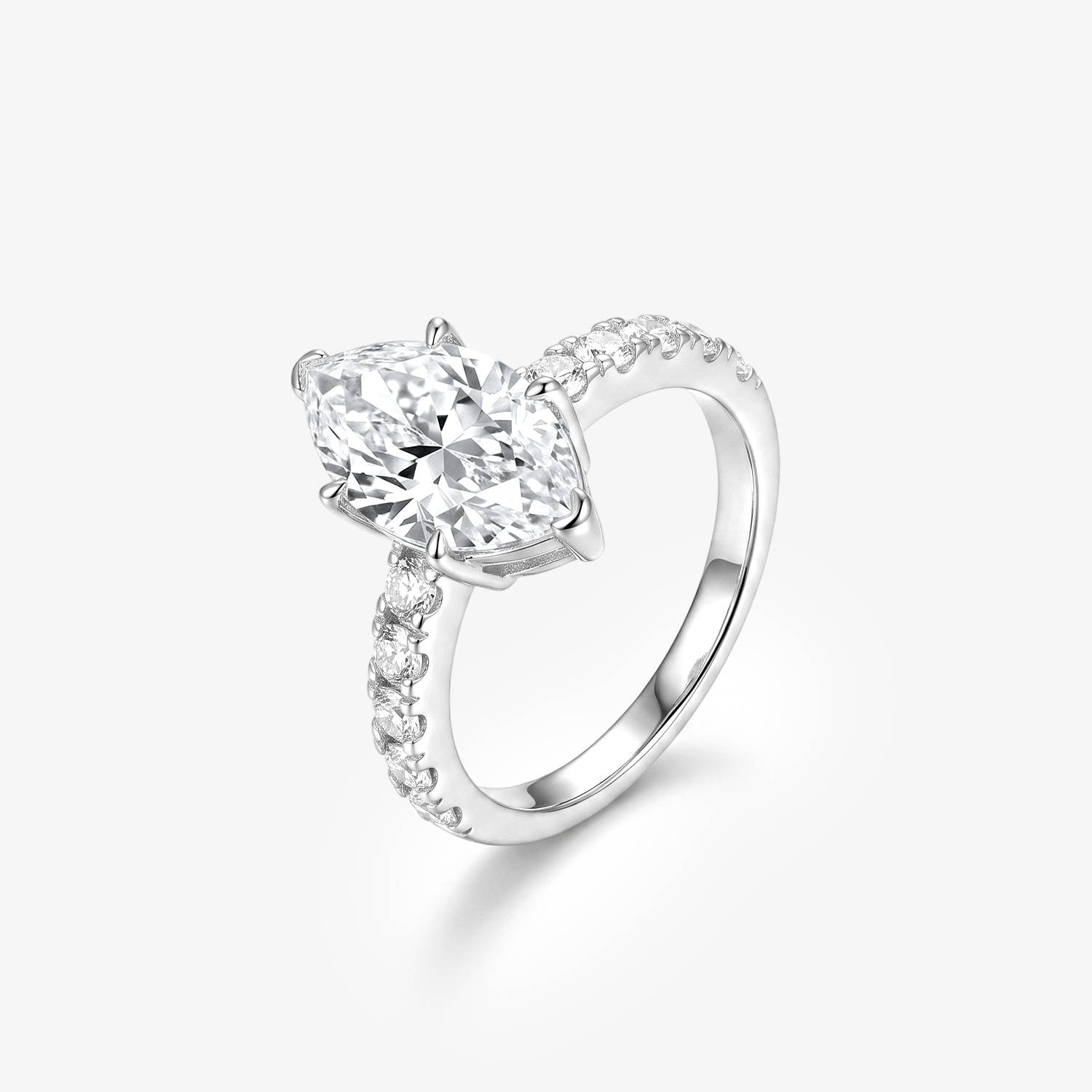 R1001 Marquise moissanite pave ring image 2