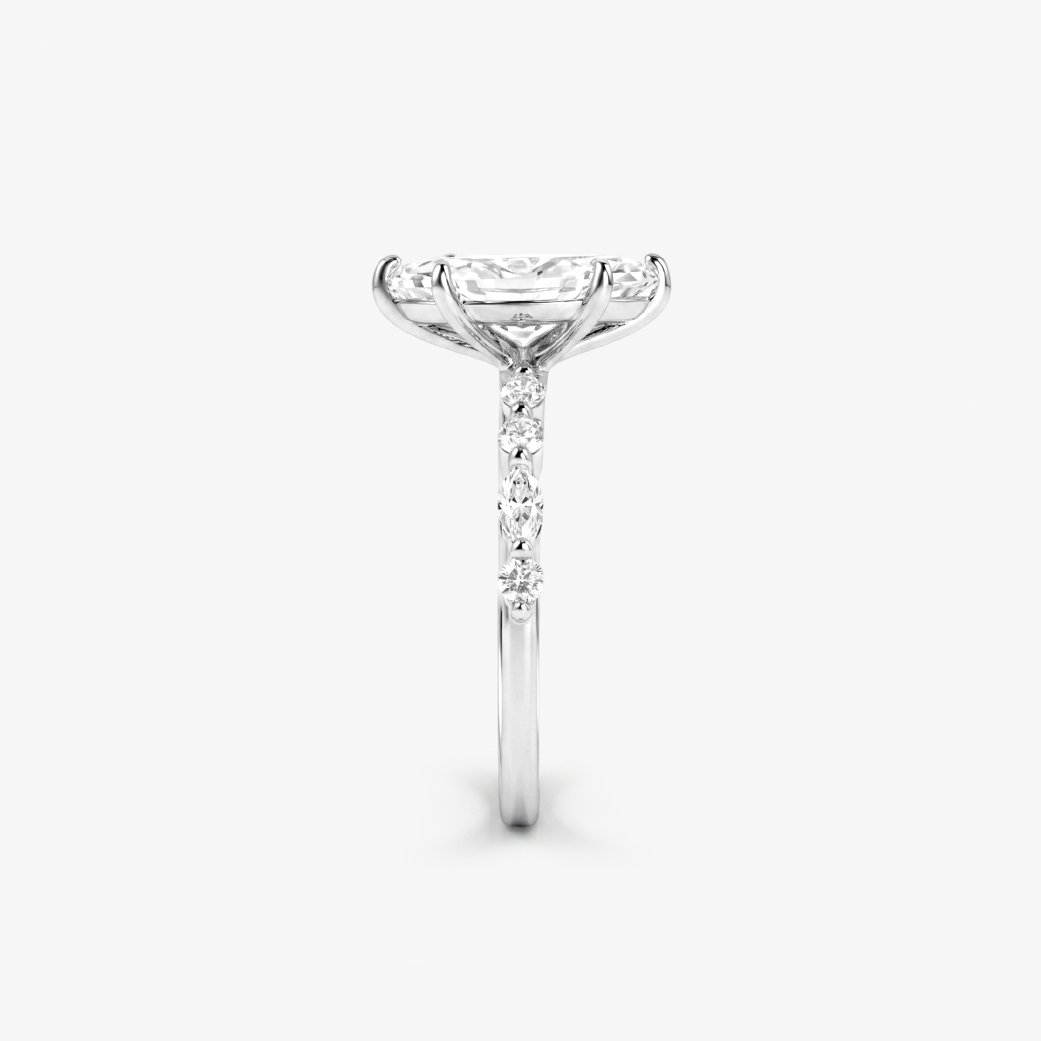 R1001 Marquise moissanite pave ring image 3