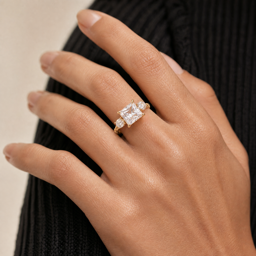 5ct Princess Lab Diamond Rope Ring