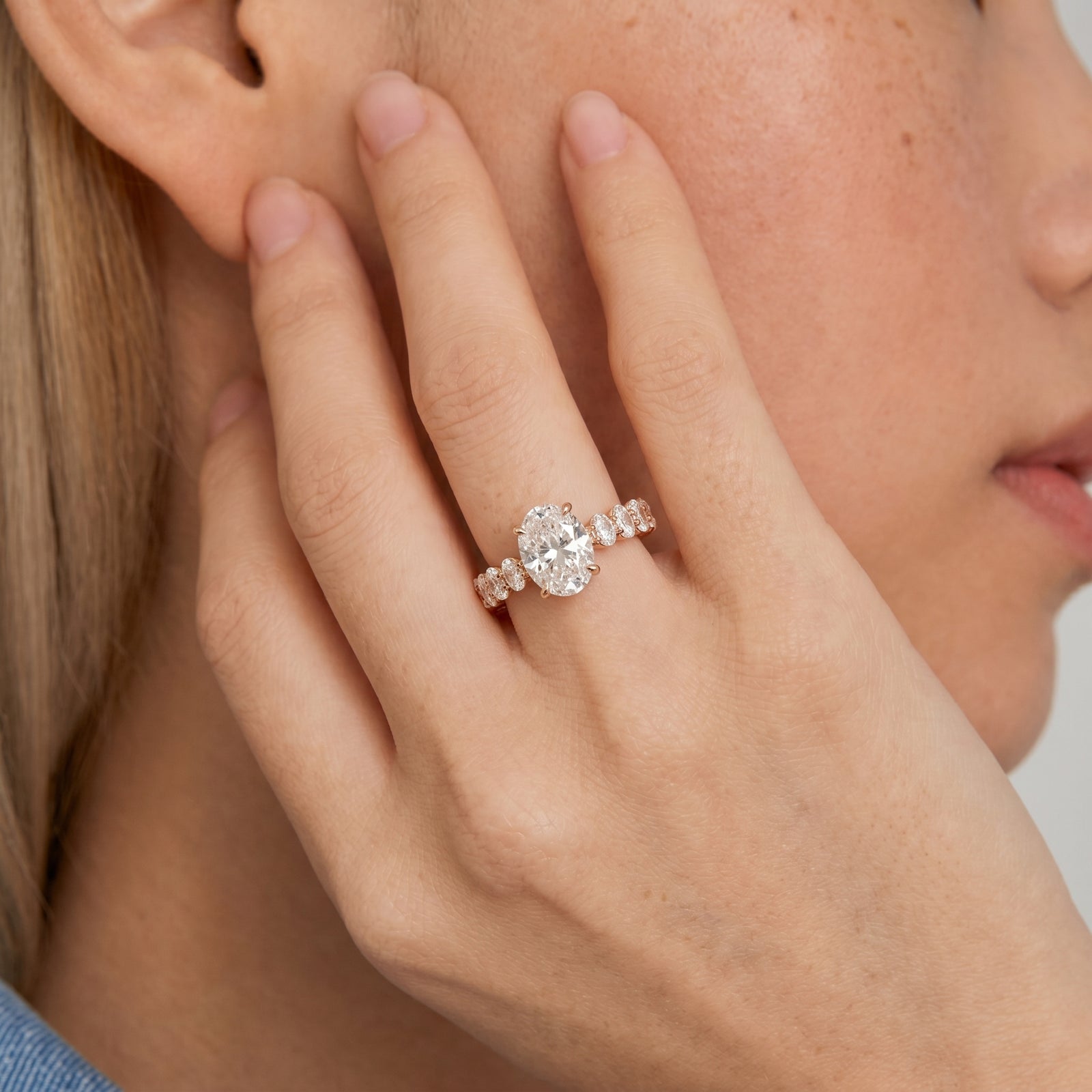 Oval Moissanite Eternity Band Ring
