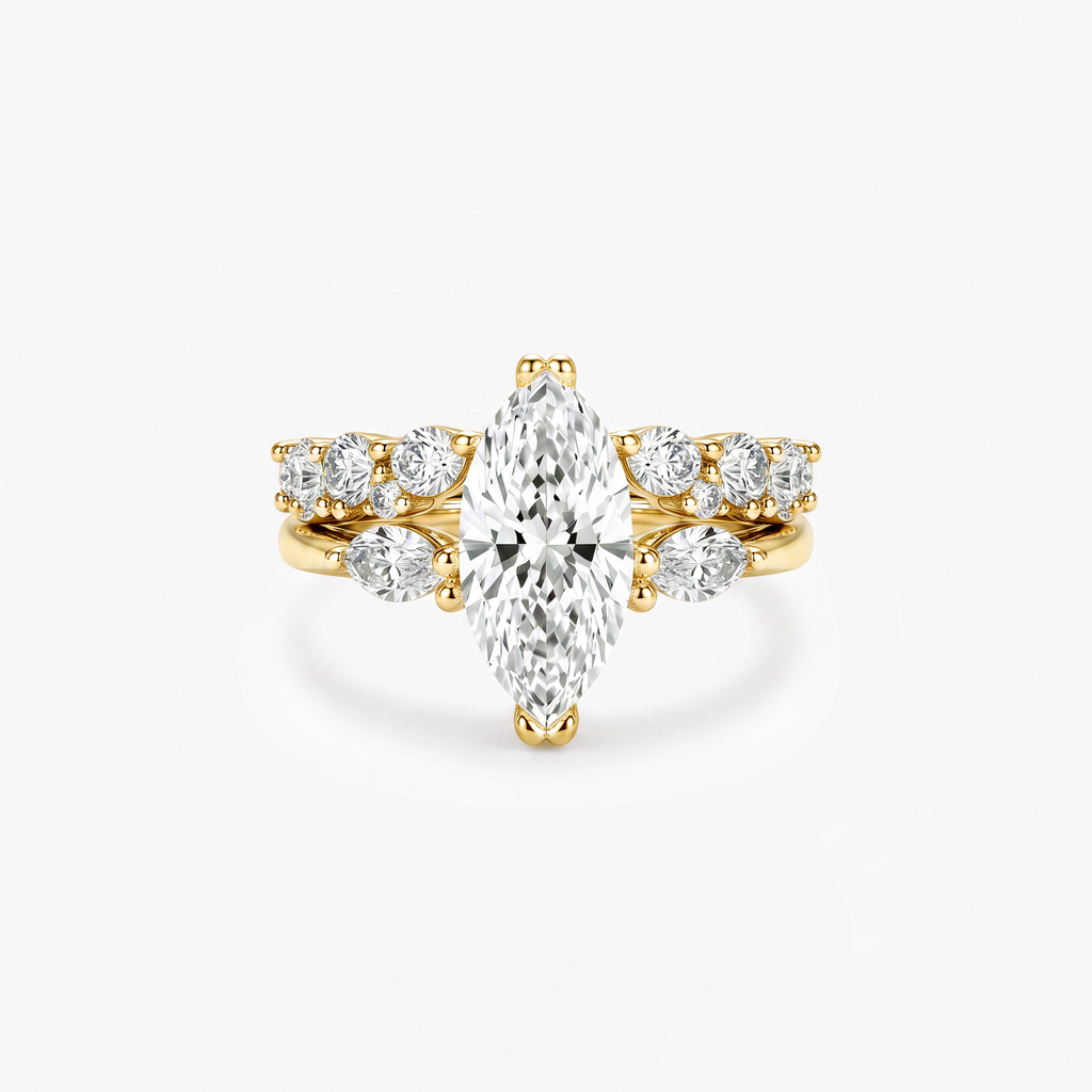 Marquise Moissanite Bridal Ring Set