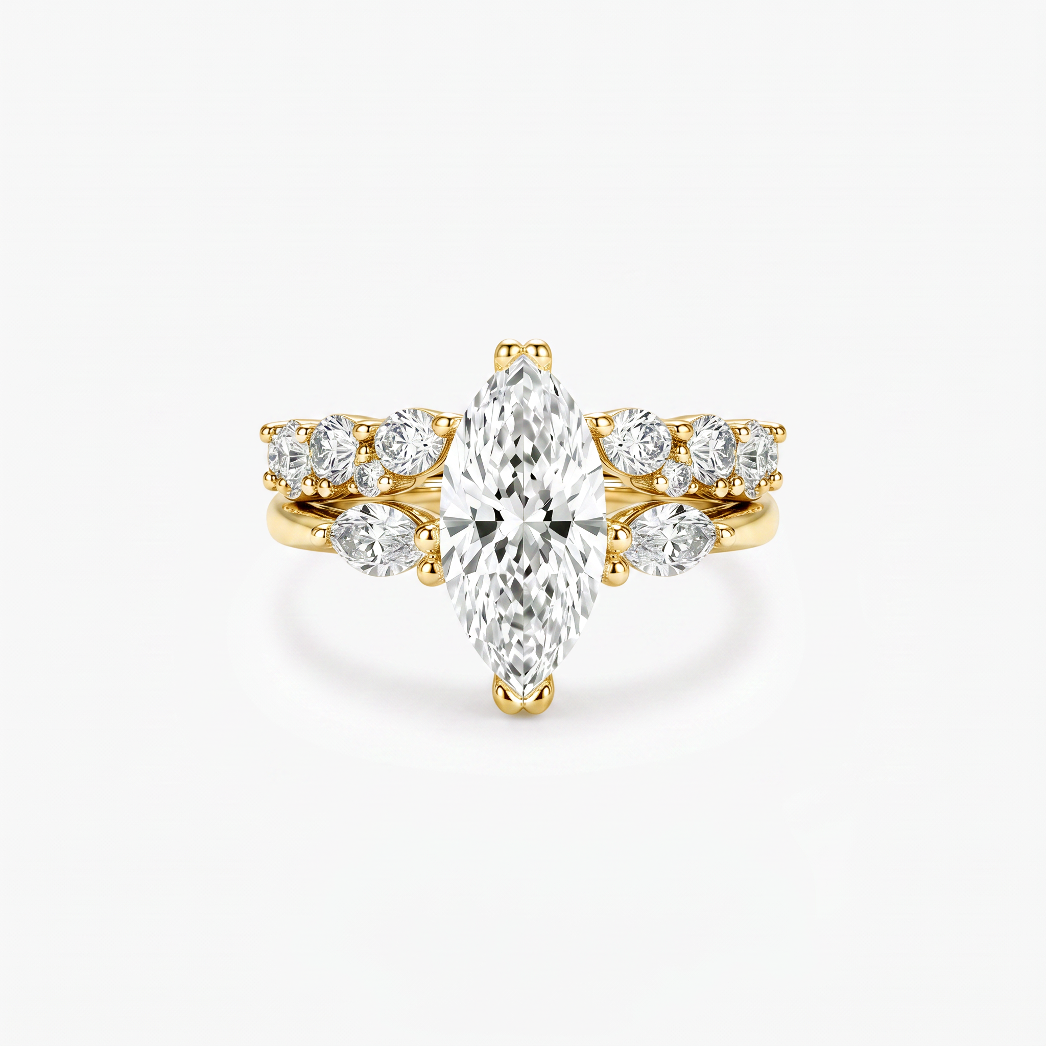 Marquise Moissanite Bridal Ring Set