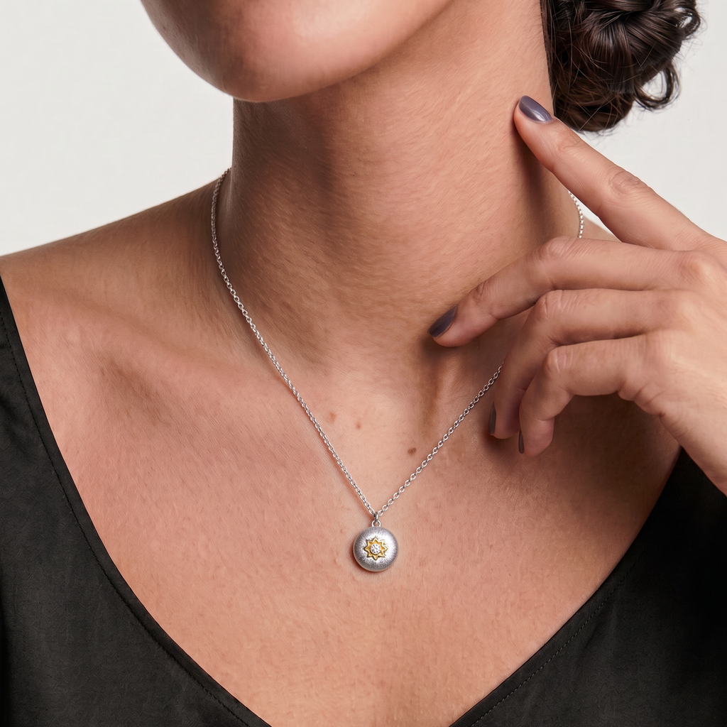 Matte Coin Star Set Pendant Necklace
