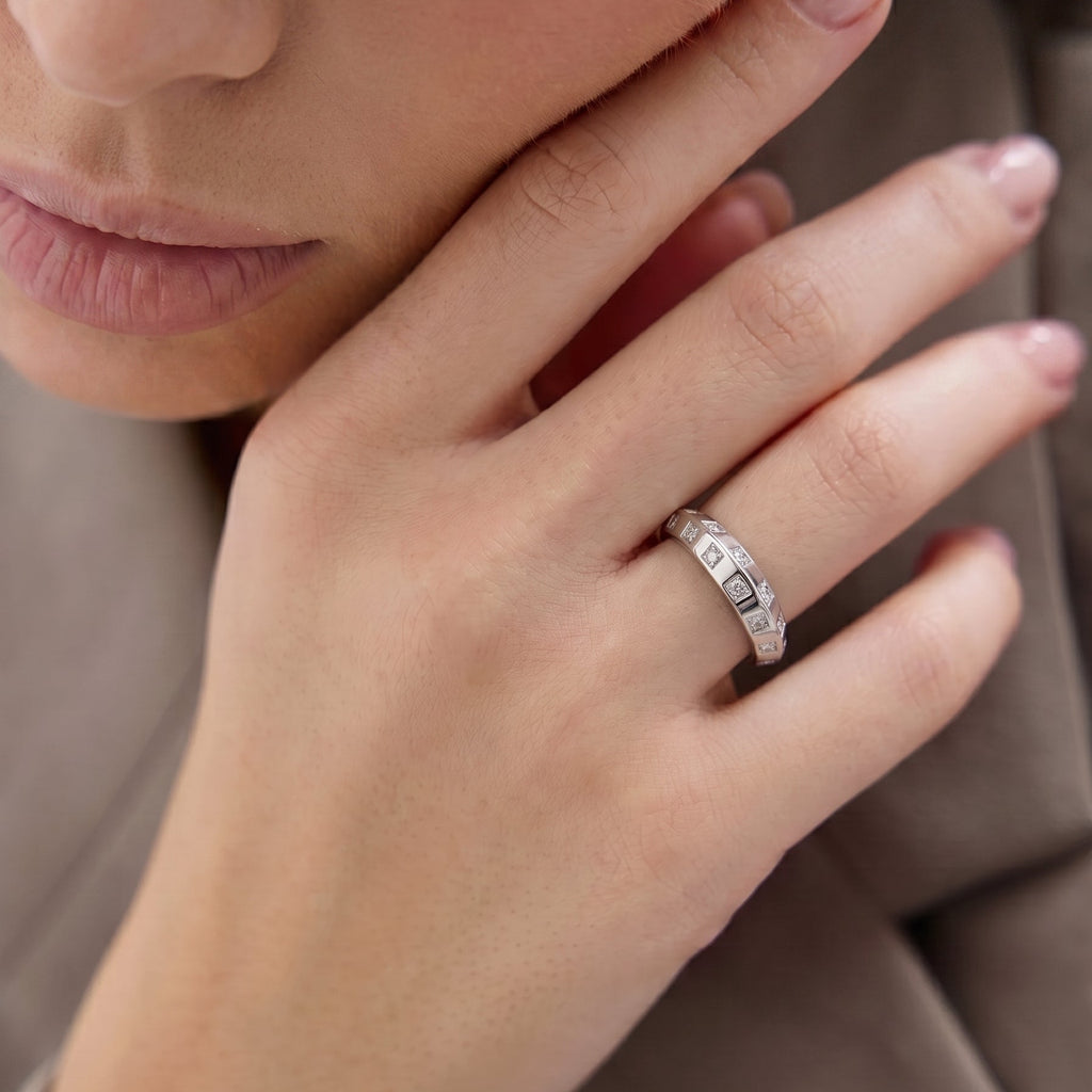 Dome Channel Set Wide Band Ring