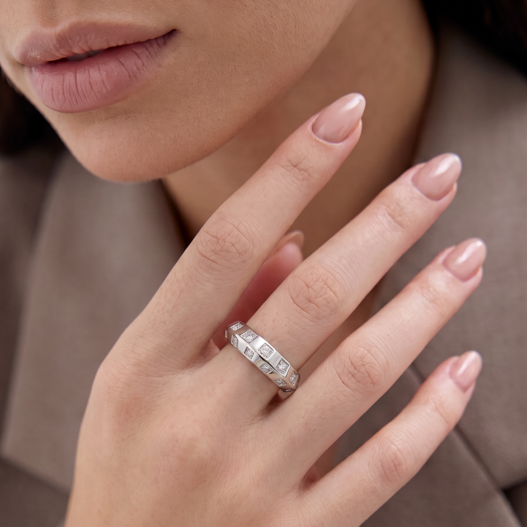Dome Channel Set Wide Band Ring