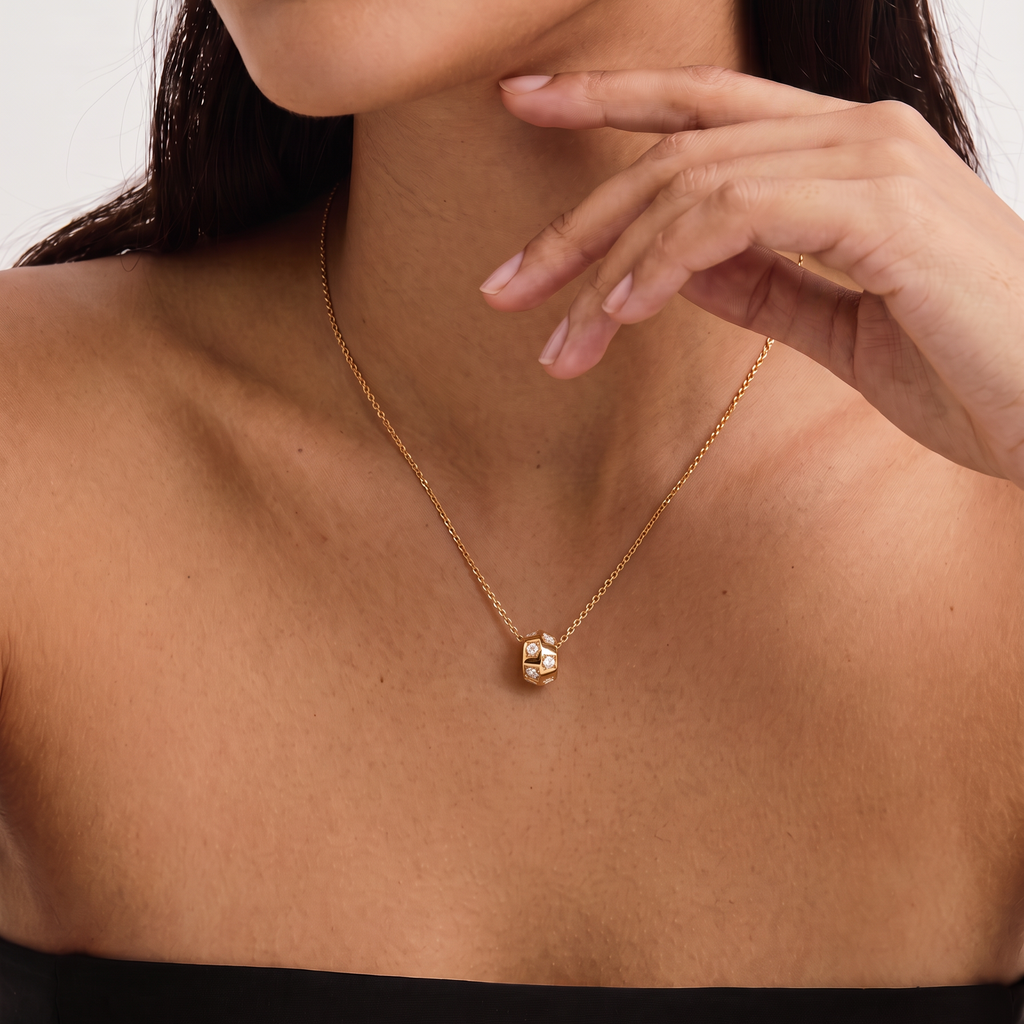 Faceted Barrel Pendant Necklace